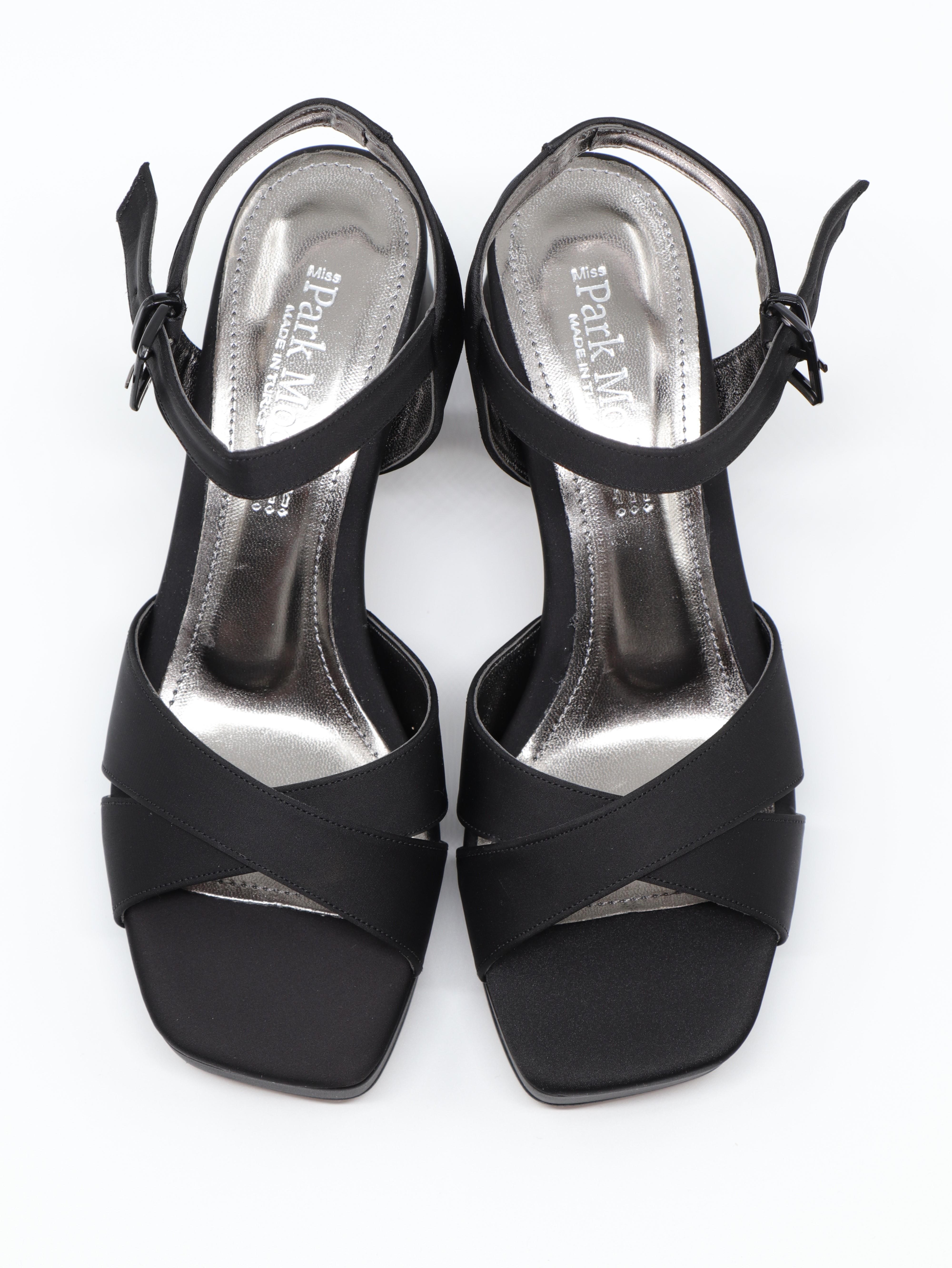 Nesil Shoes Carel 99 Siyah Saten Çapraz Platform Kadın Sandalet