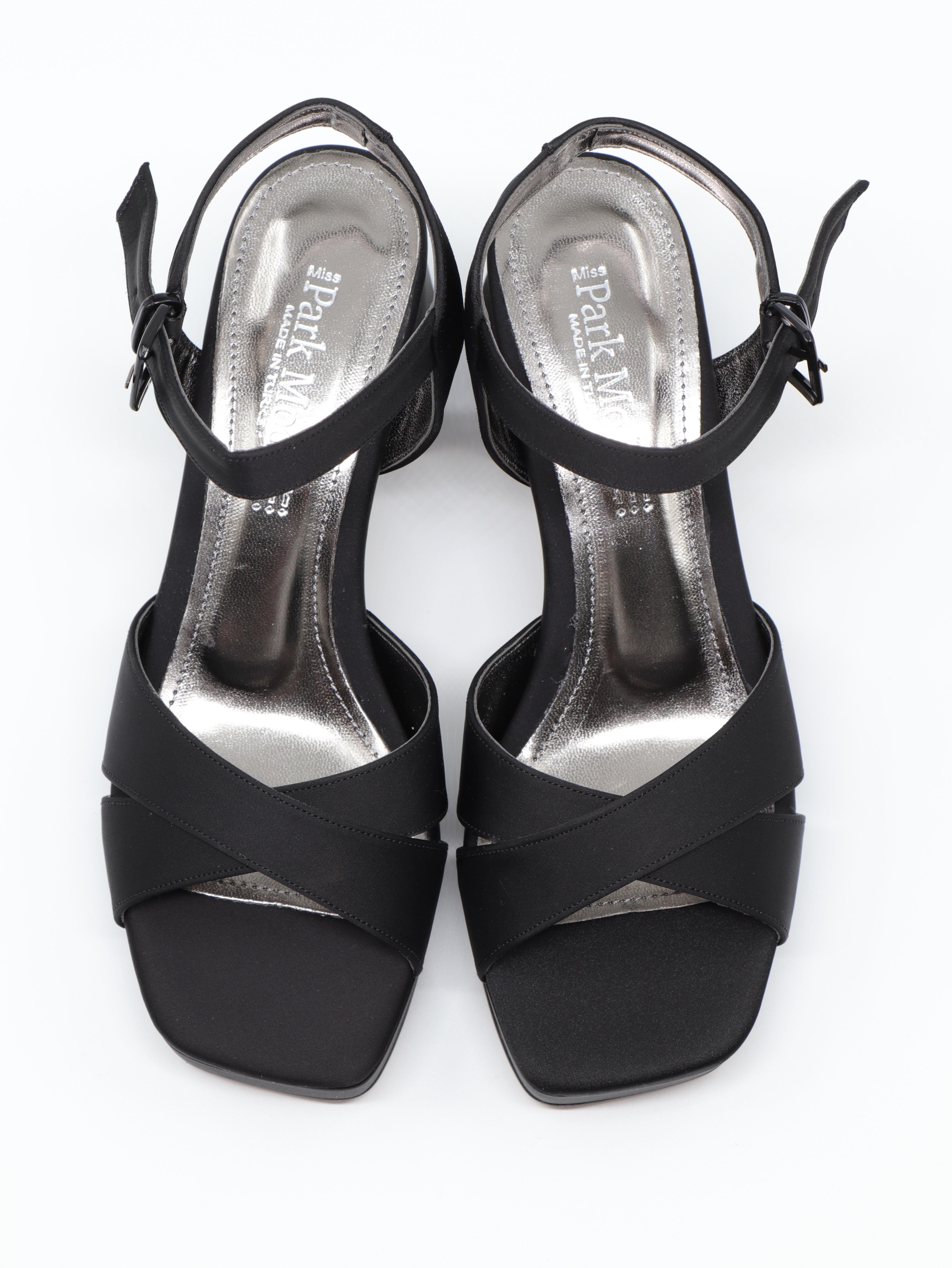 Nesil Shoes Carel 99 Siyah Saten Çapraz Platform Kadın Sandalet