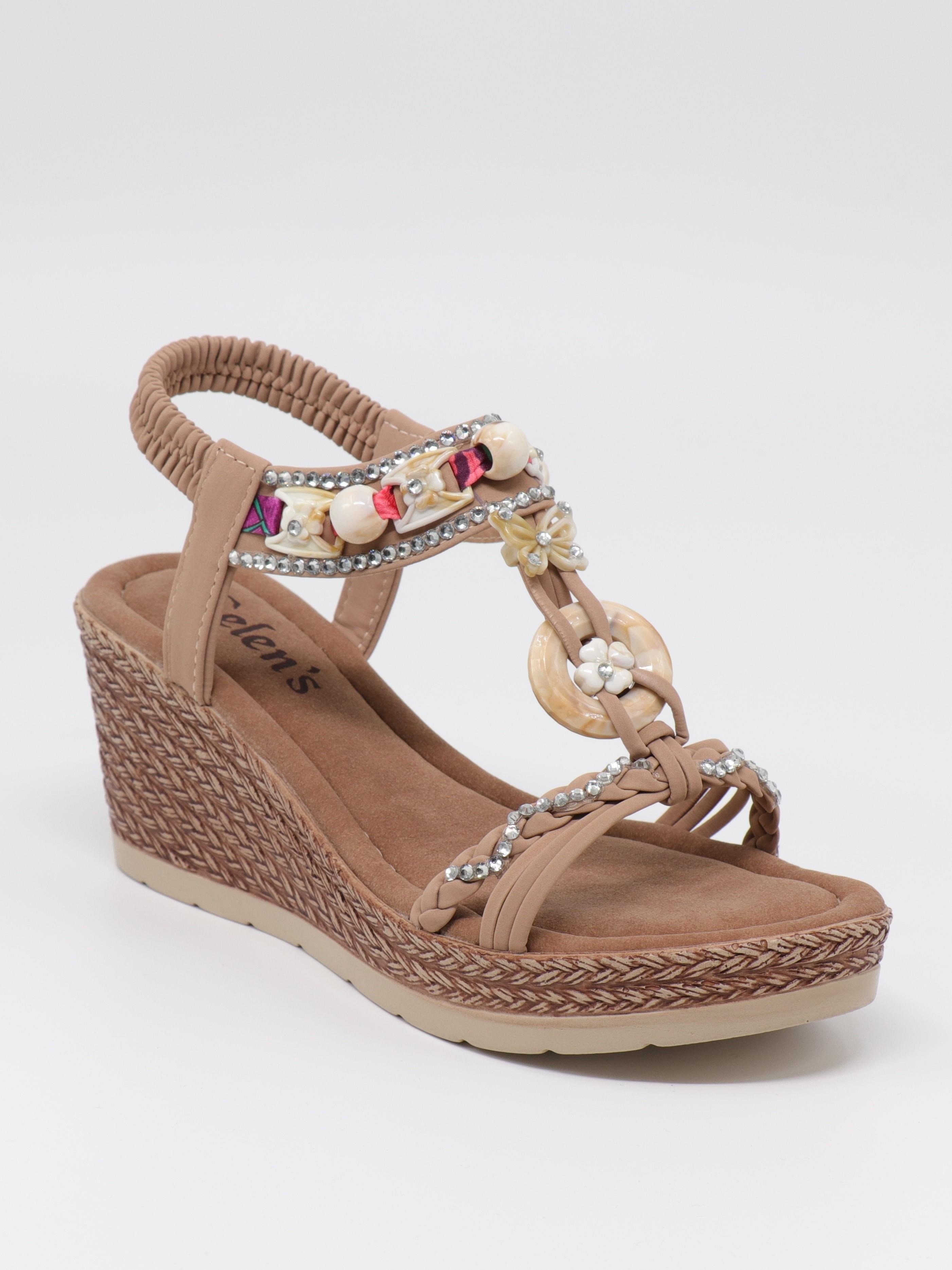 Nesil Shoes Celens 10011 Vizon Dolgu Topuk Kadın Sandalet