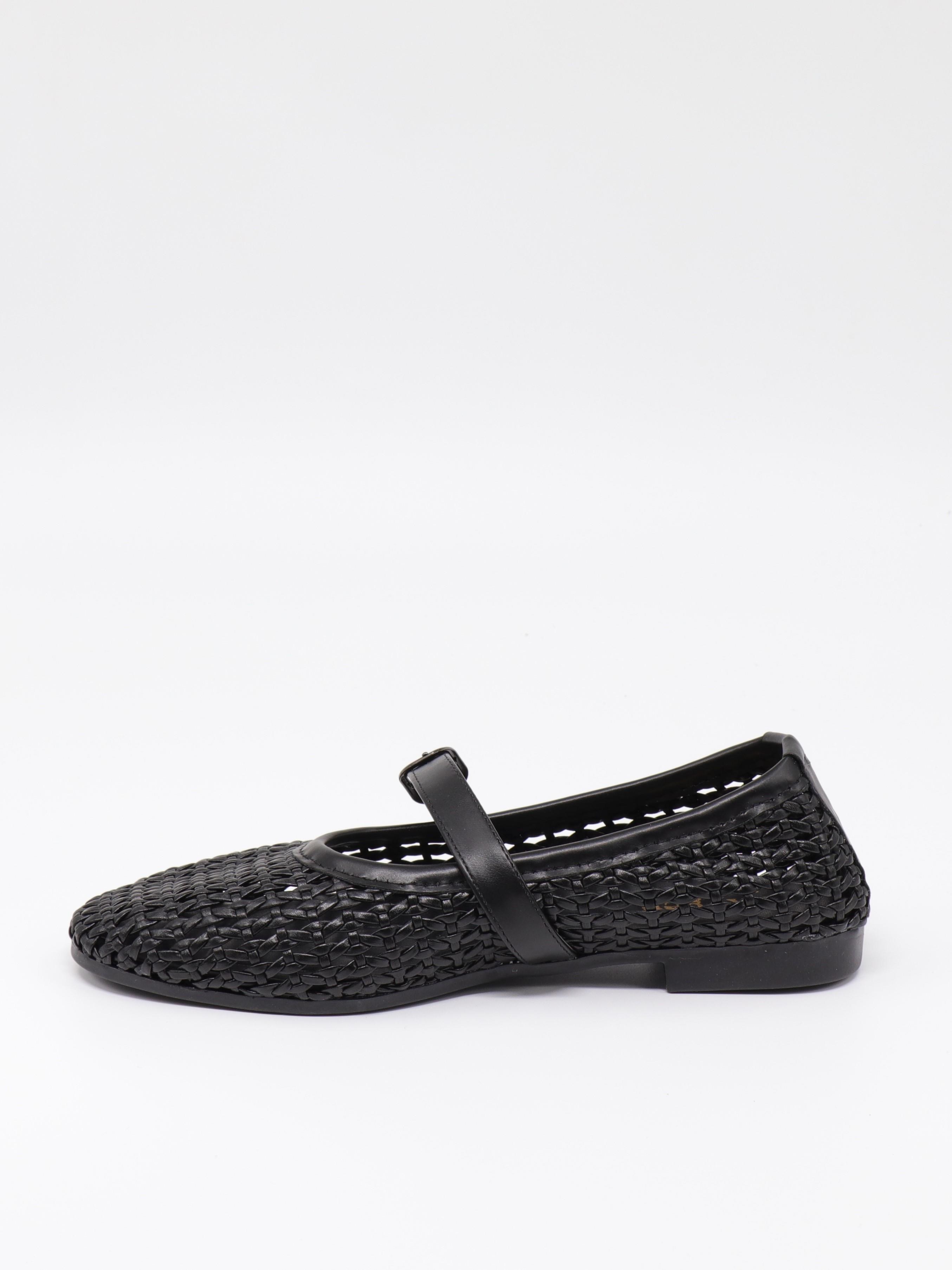 Nesil Shoes Ceylan 3501 Siyah Hasır Örgü Kadın Babet