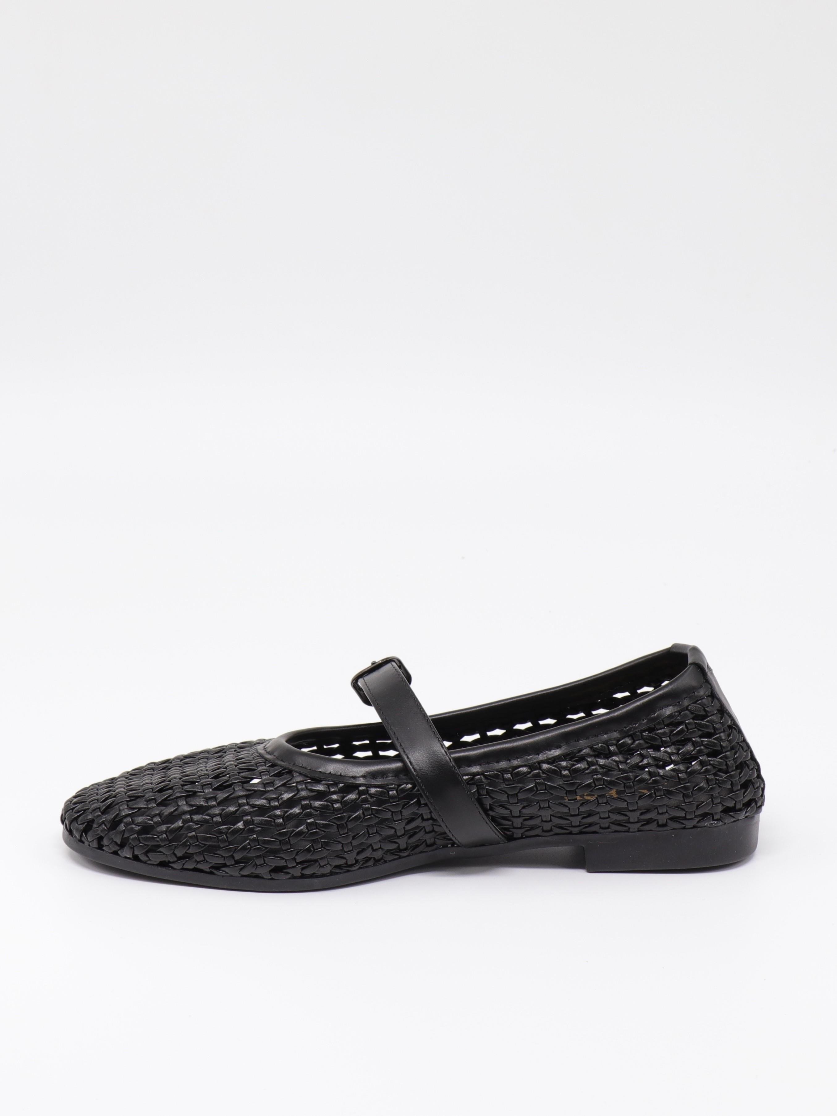 Nesil Shoes Ceylan 3501 Siyah Hasır Örgü Kadın Babet