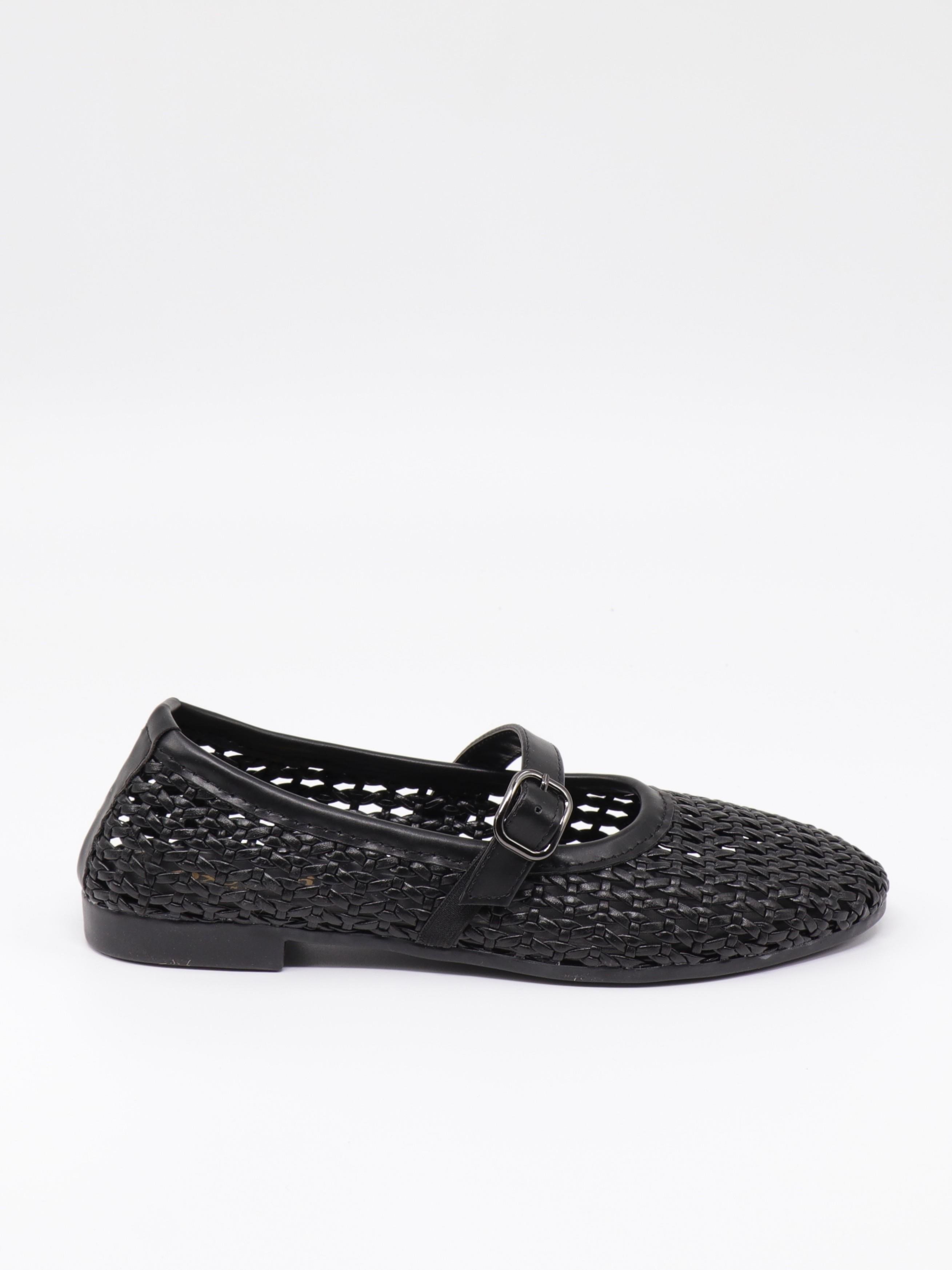 Nesil Shoes Ceylan 3501 Siyah Hasır Örgü Kadın Babet