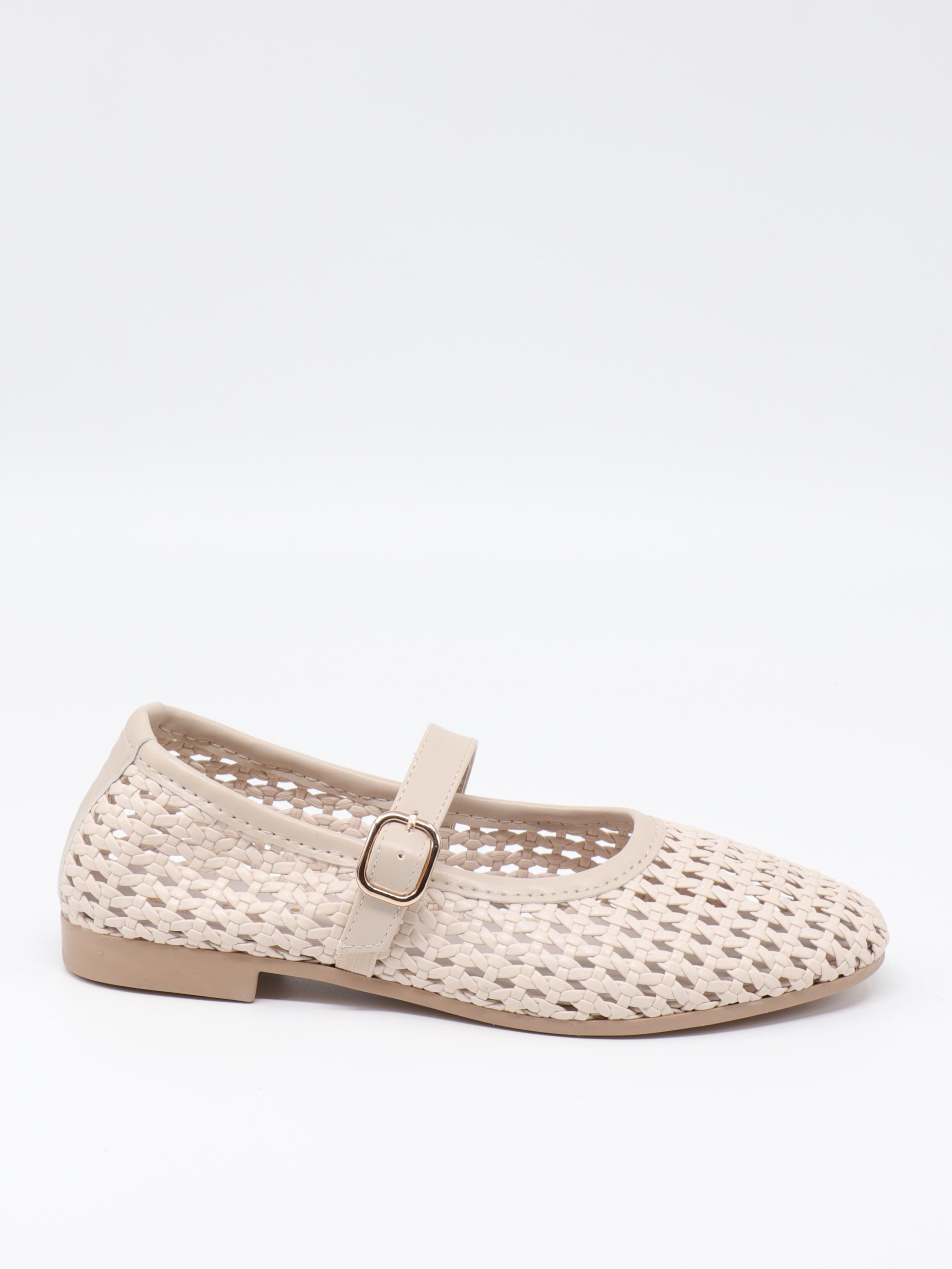 Nesil Shoes Ceylan 3501 Ten Hasır Örgü Kadın Babet