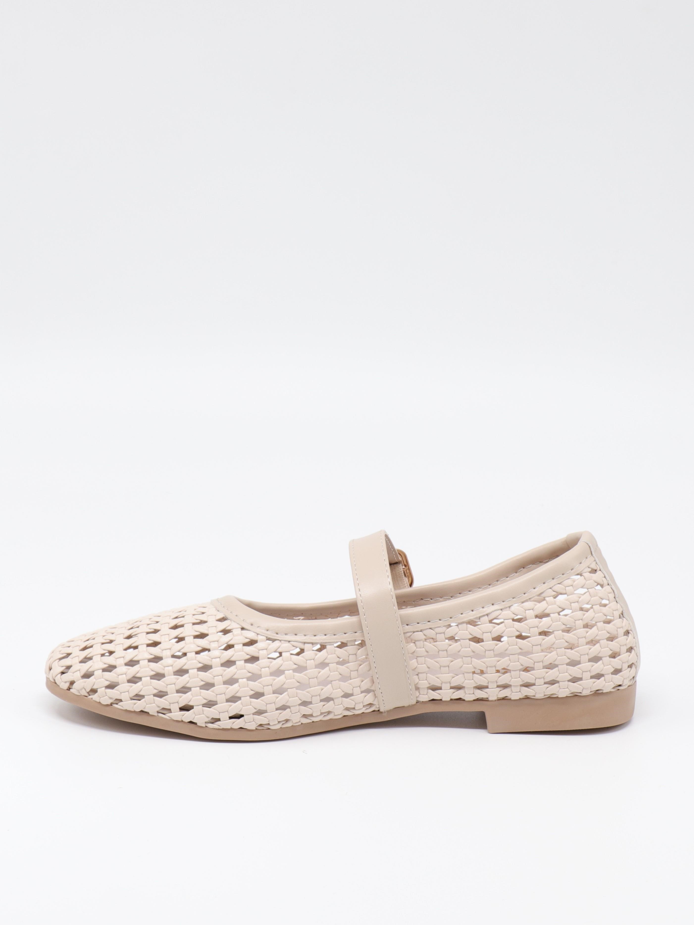 Nesil Shoes Ceylan 3501 Ten Hasır Örgü Kadın Babet