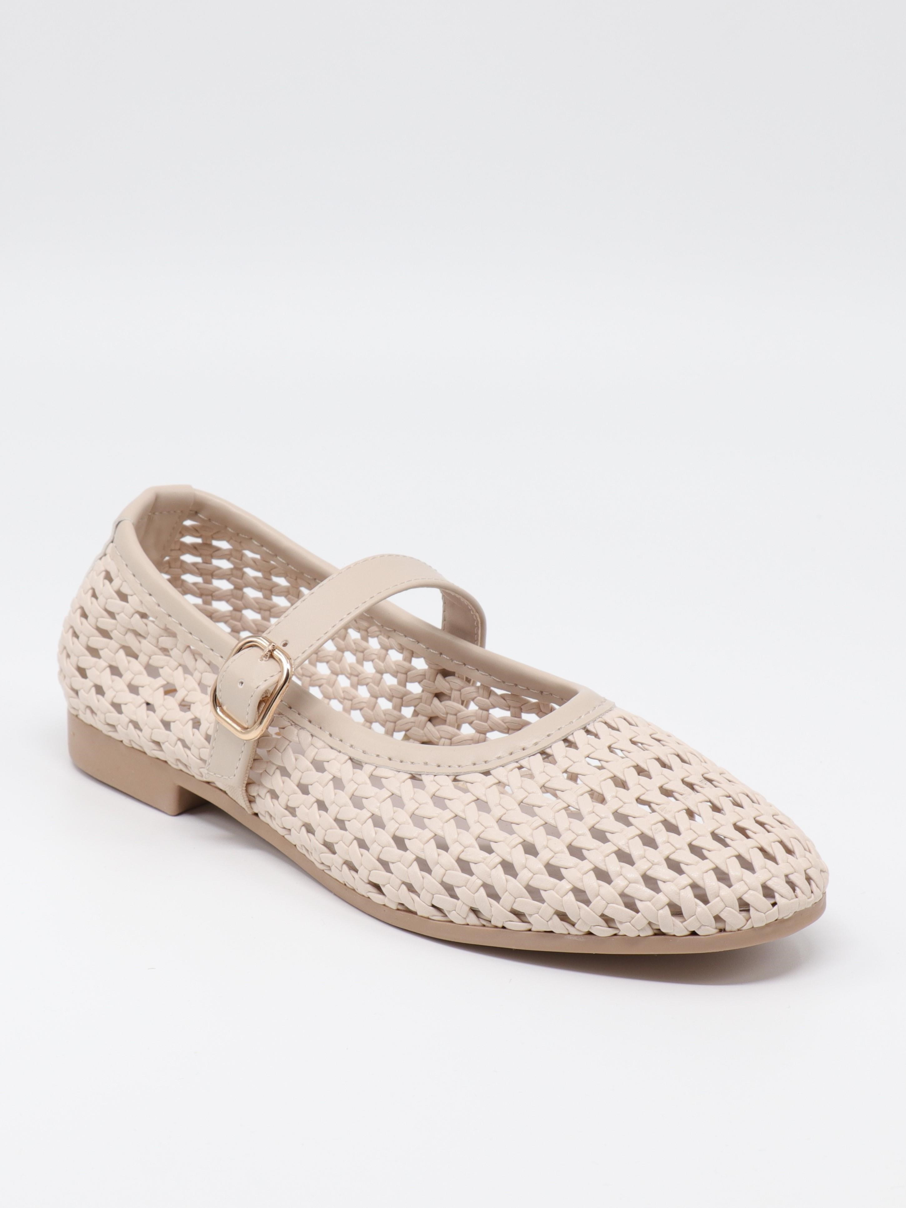 Nesil Shoes Ceylan 3501 Ten Hasır Örgü Kadın Babet