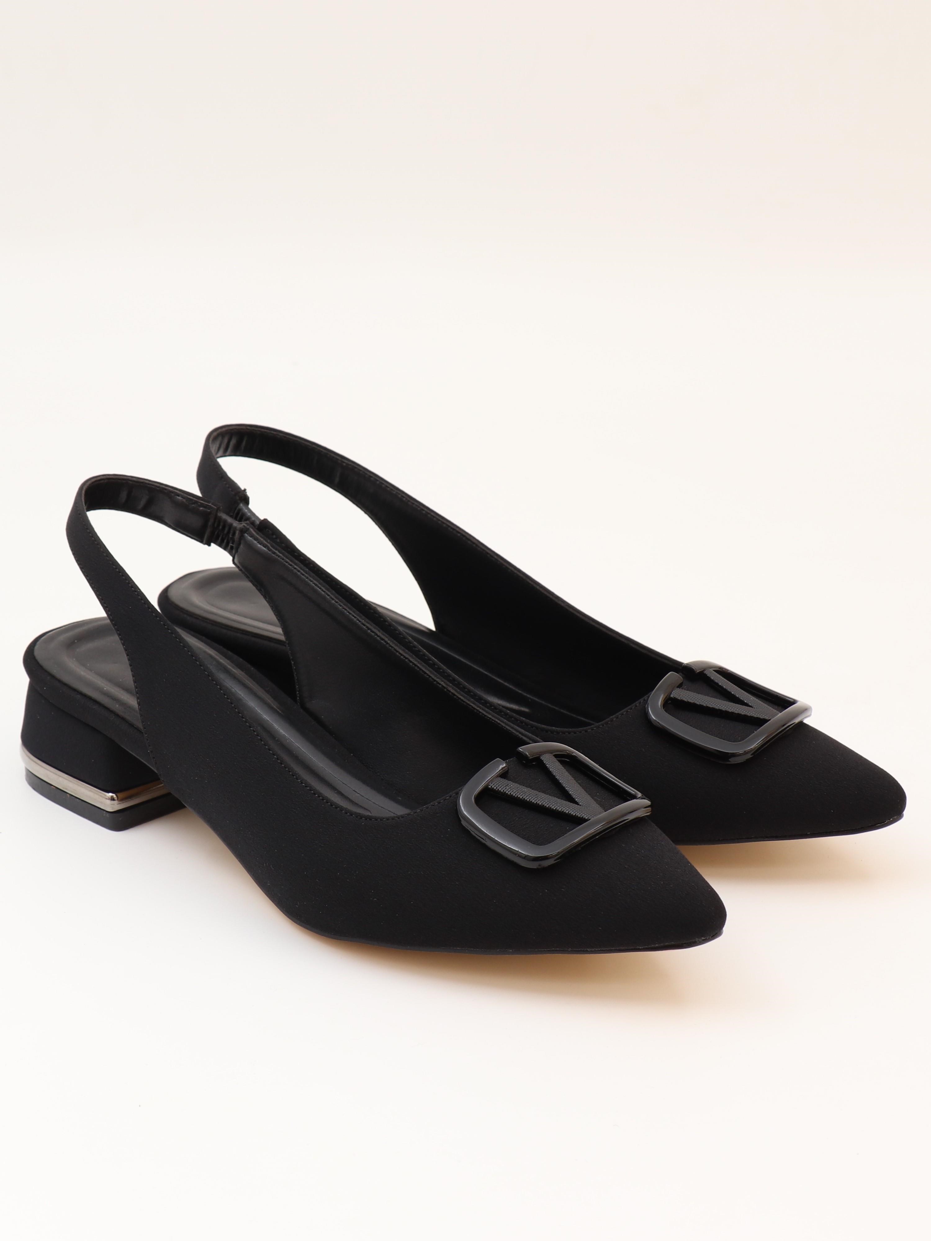 Nesil Shoes Ceylan 801 Siyah Saten Tokalı Kadın Sandalet
