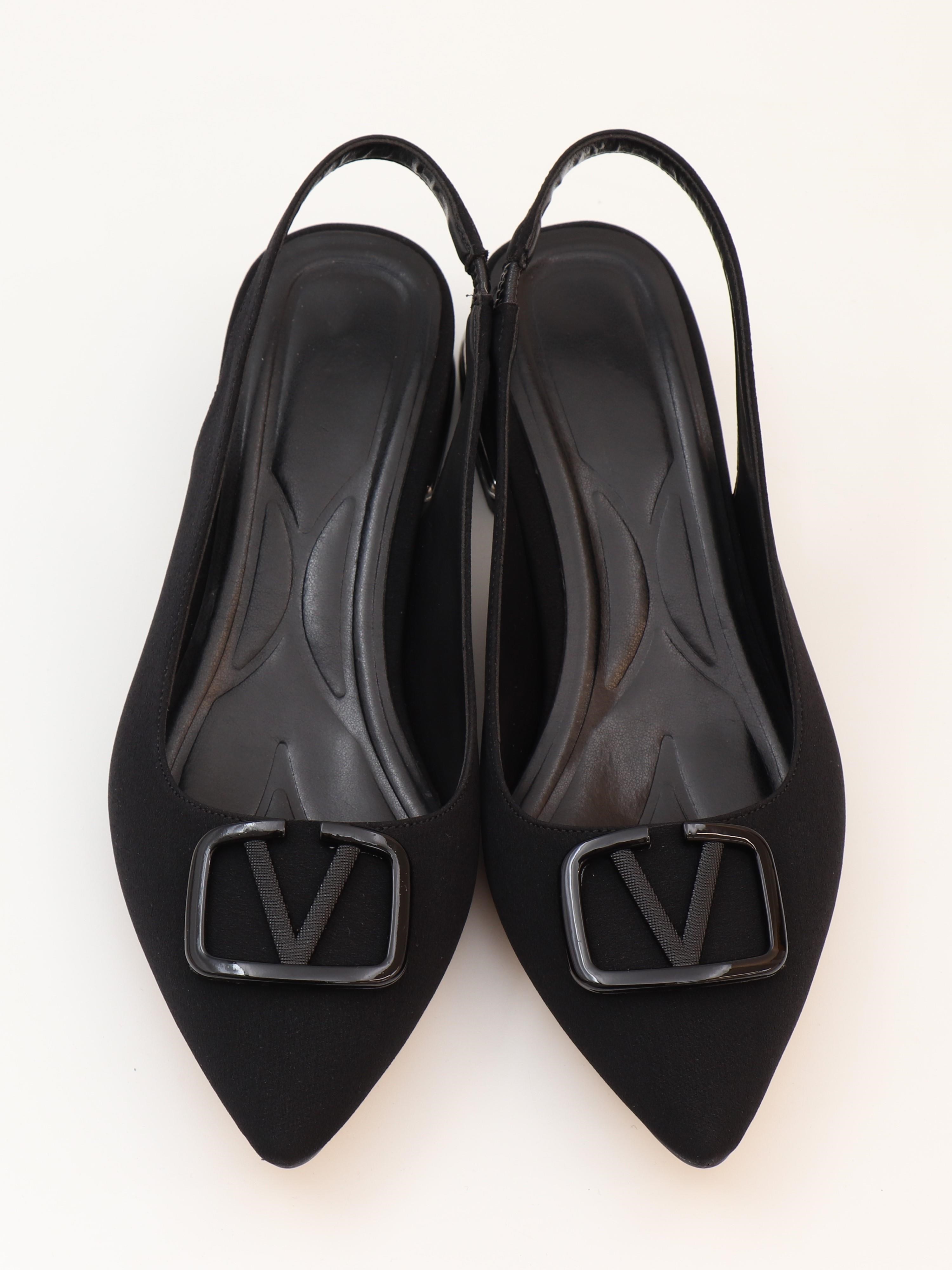 Nesil Shoes Ceylan 801 Siyah Saten Tokalı Kadın Sandalet