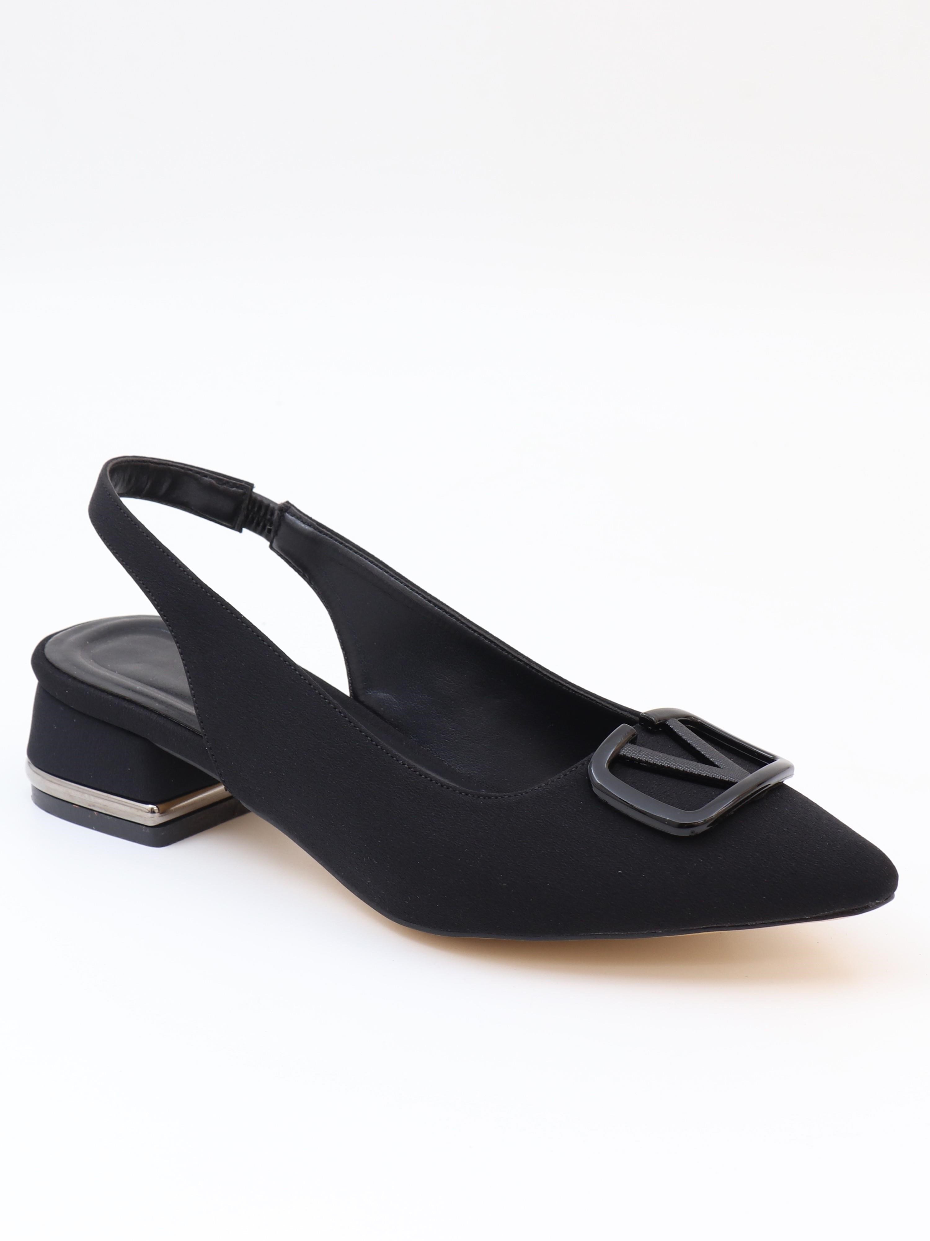 Nesil Shoes Ceylan 801 Siyah Saten Tokalı Kadın Sandalet