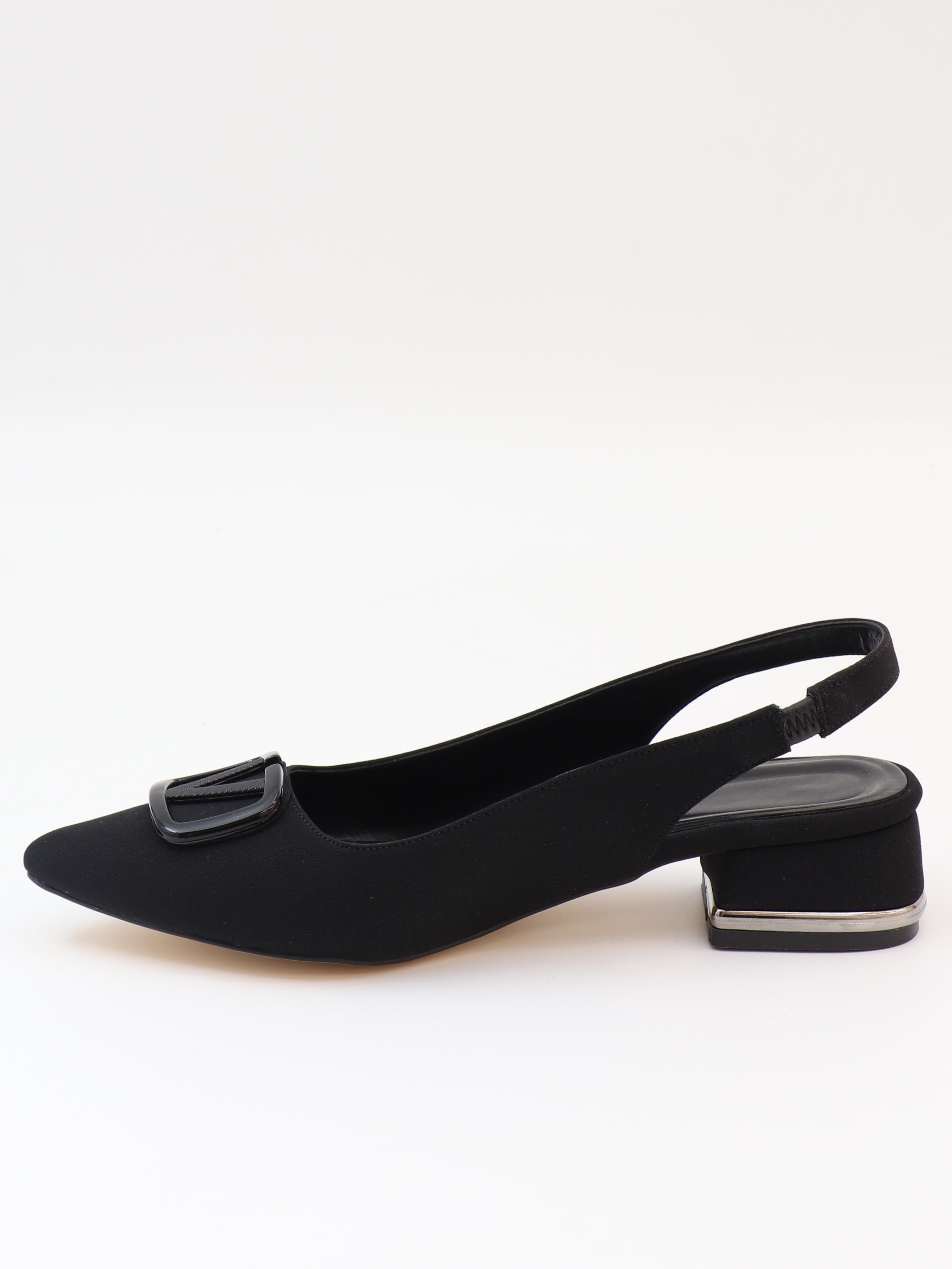 Nesil Shoes Ceylan 801 Siyah Saten Tokalı Kadın Sandalet