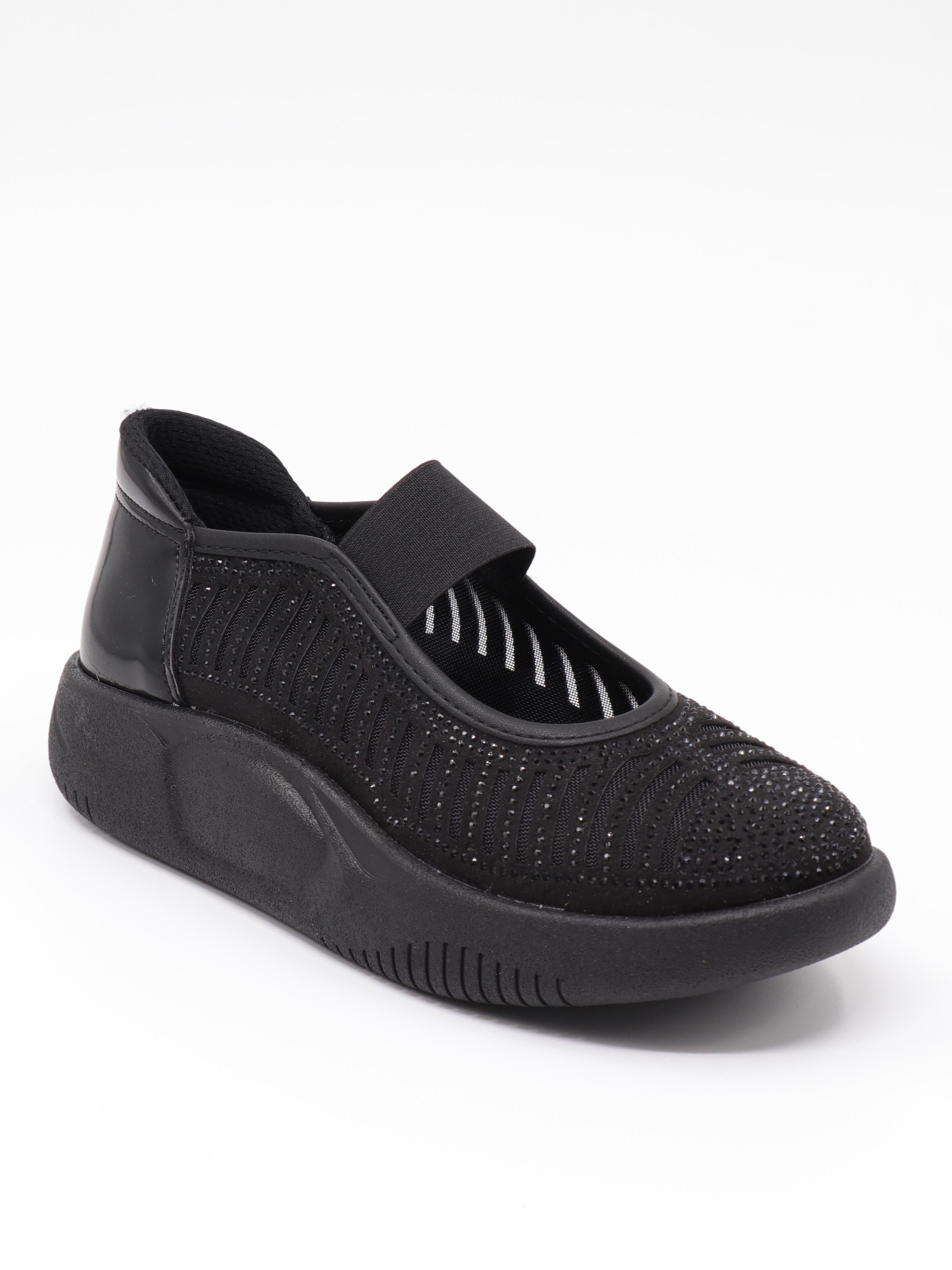 Nesil Shoes Conf 212 Siyah Taşlı Anatomik Kadın Sneakers