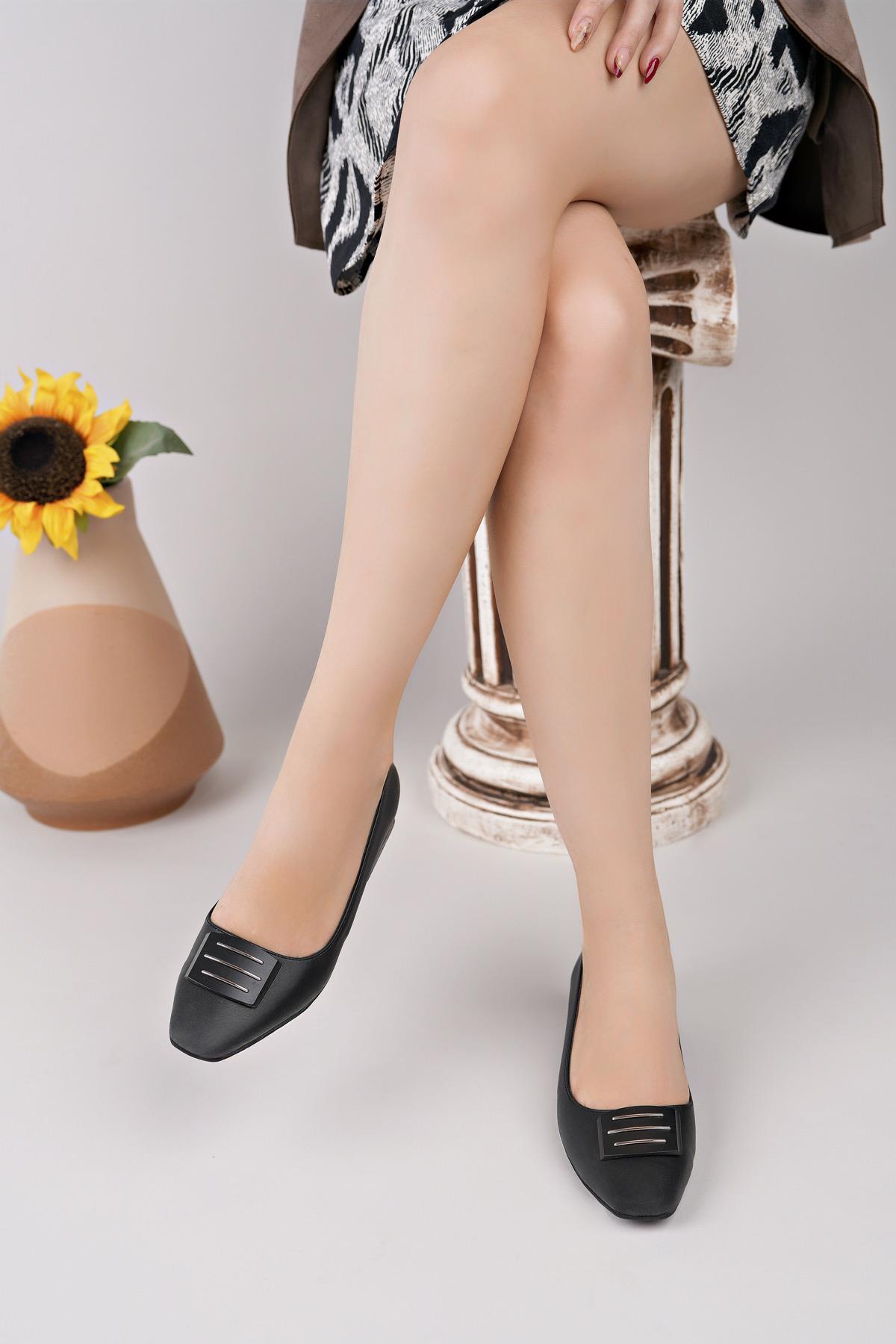 Nesil Shoes Desca 044 Siyah Topuklu Kadın Ayakkabı