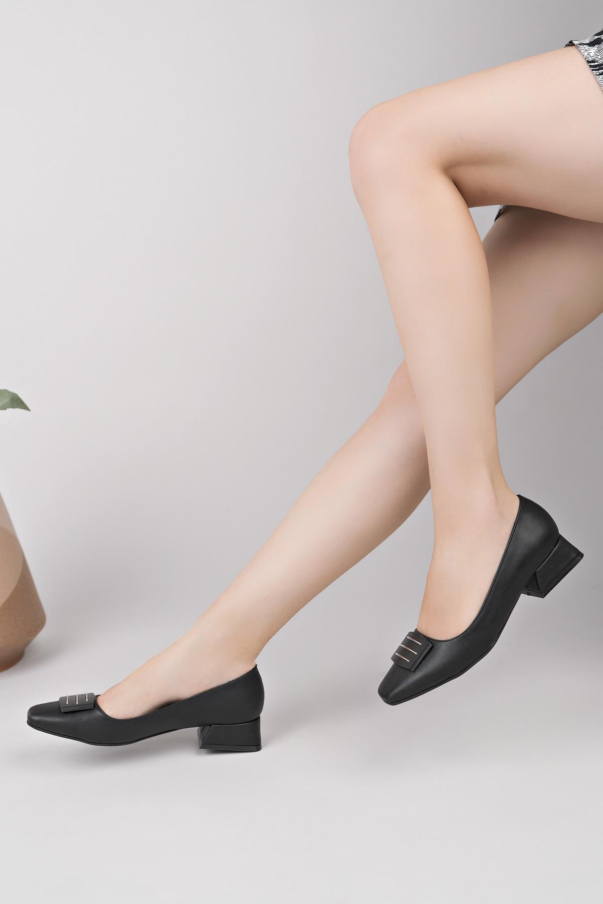 Nesil Shoes Desca 044 Siyah Topuklu Kadın Ayakkabı