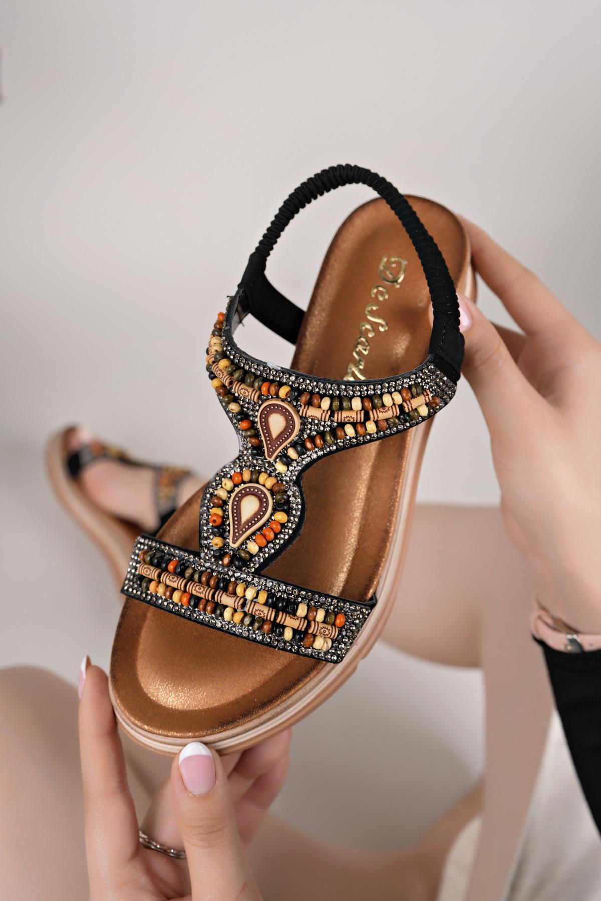 Nesil Shoes Desca 2060 Siyah Anatomik Kadın Sandalet