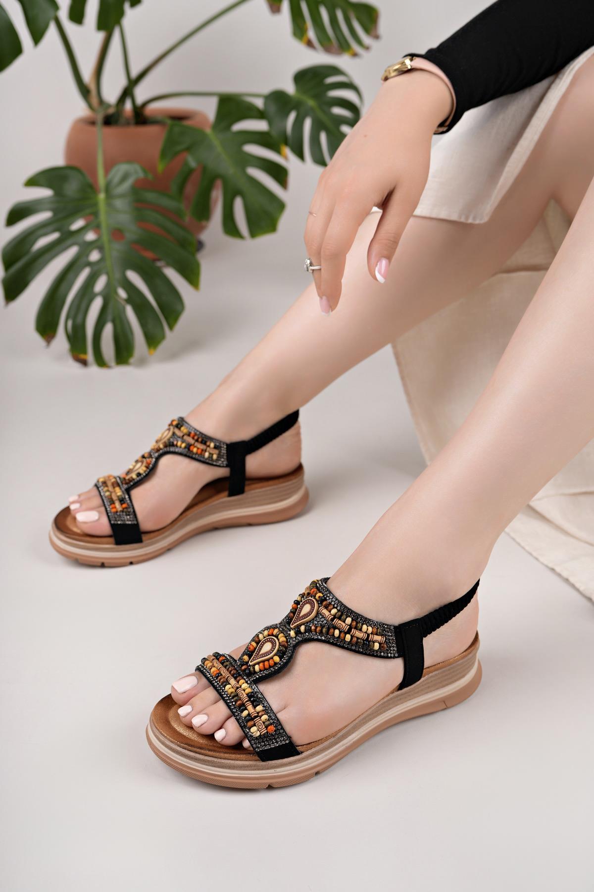 Nesil Shoes Desca 2060 Siyah Anatomik Kadın Sandalet