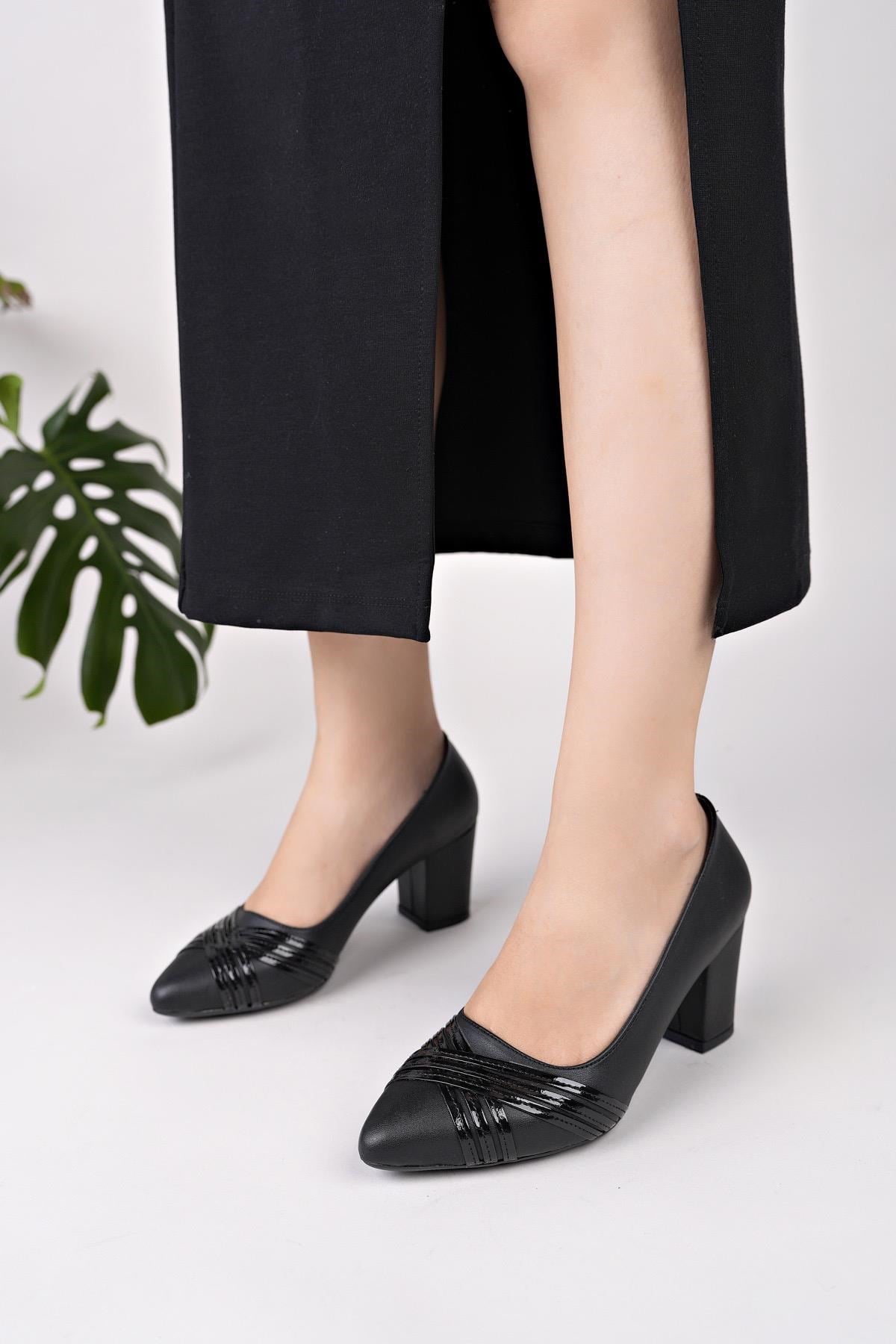 Nesil Shoes Desca 616 Siyah Topuklu Kadın Ayakkabı
