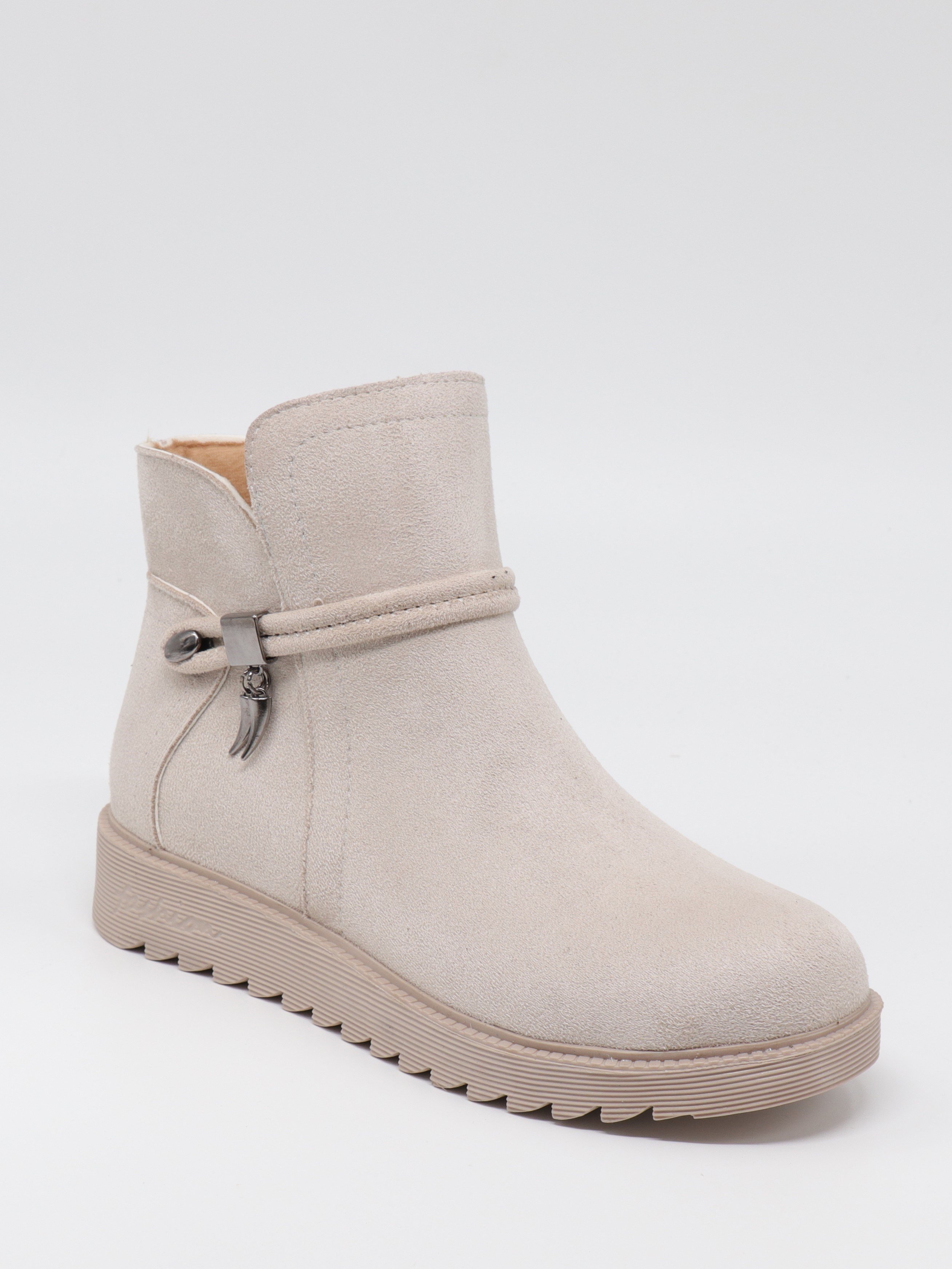 Nesil Shoes Dvm 1001 Bej Nubuk Kadın Fermuarlı Kışlık Bot