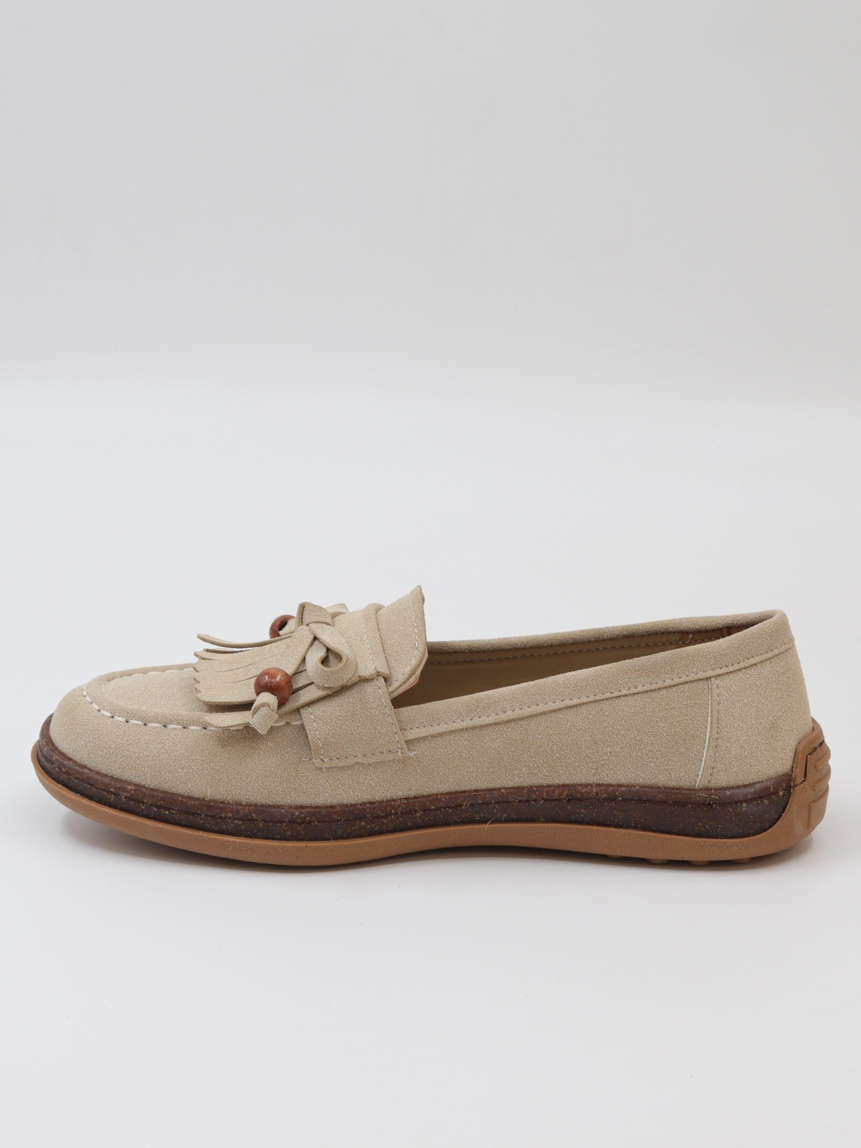 Nesil Shoes Dvm 2001 Bej Süet Püsküllü Kadın Ayakkabı