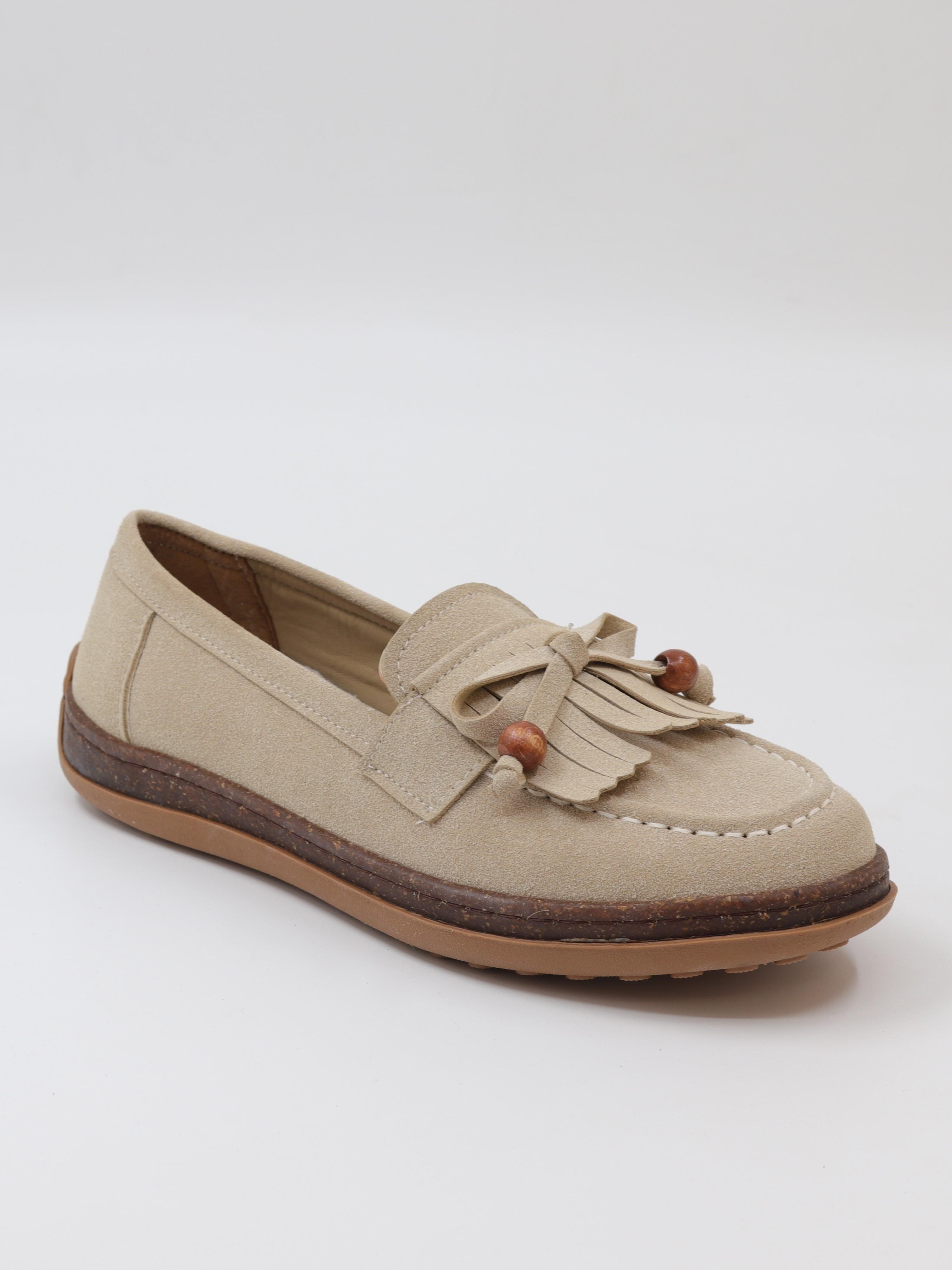 Nesil Shoes Dvm 2001 Bej Süet Püsküllü Kadın Ayakkabı