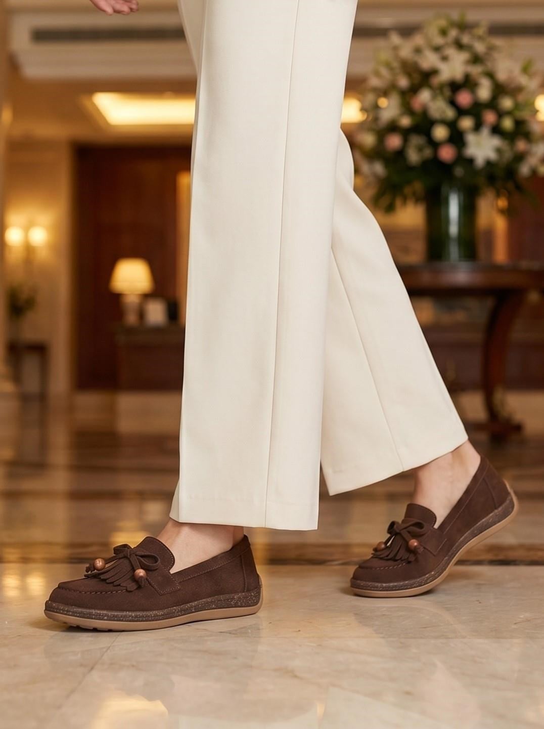 Nesil Shoes Dvm 2001 Kahve Süet Püsküllü Kadın Ayakkabı