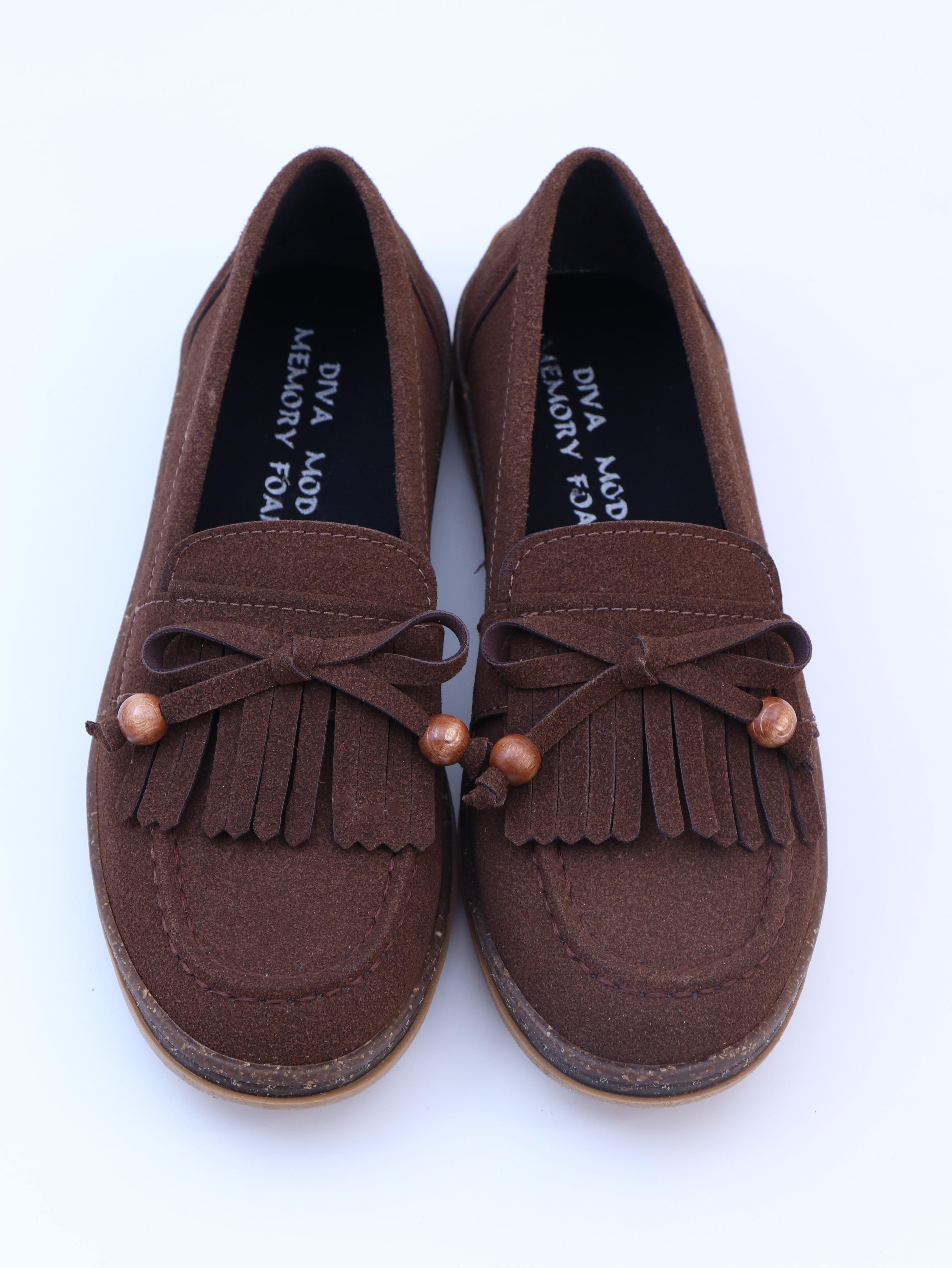 Nesil Shoes Dvm 2001 Kahve Süet Püsküllü Kadın Ayakkabı