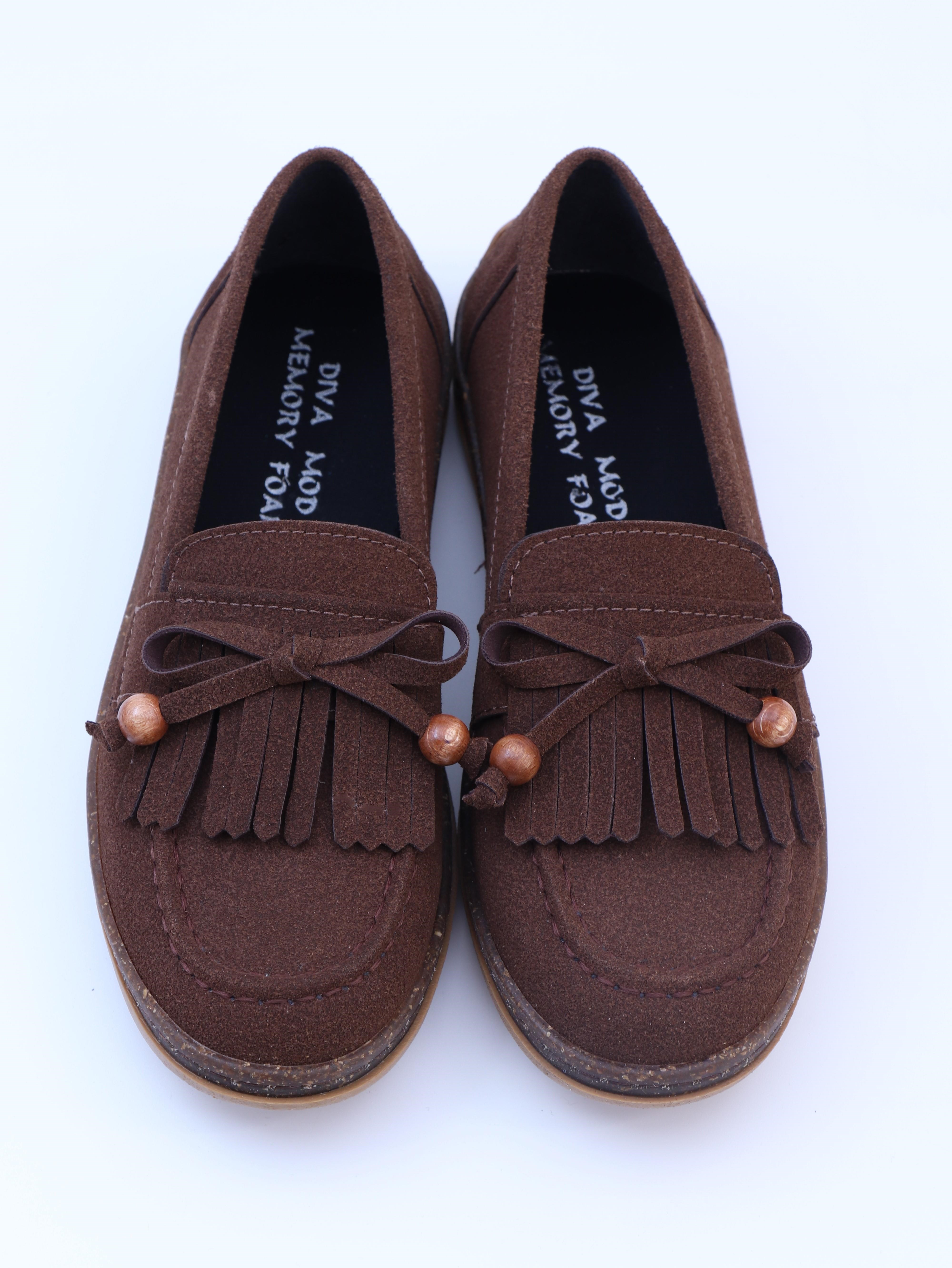 Nesil Shoes Dvm 2001 Kahve Süet Püsküllü Kadın Ayakkabı
