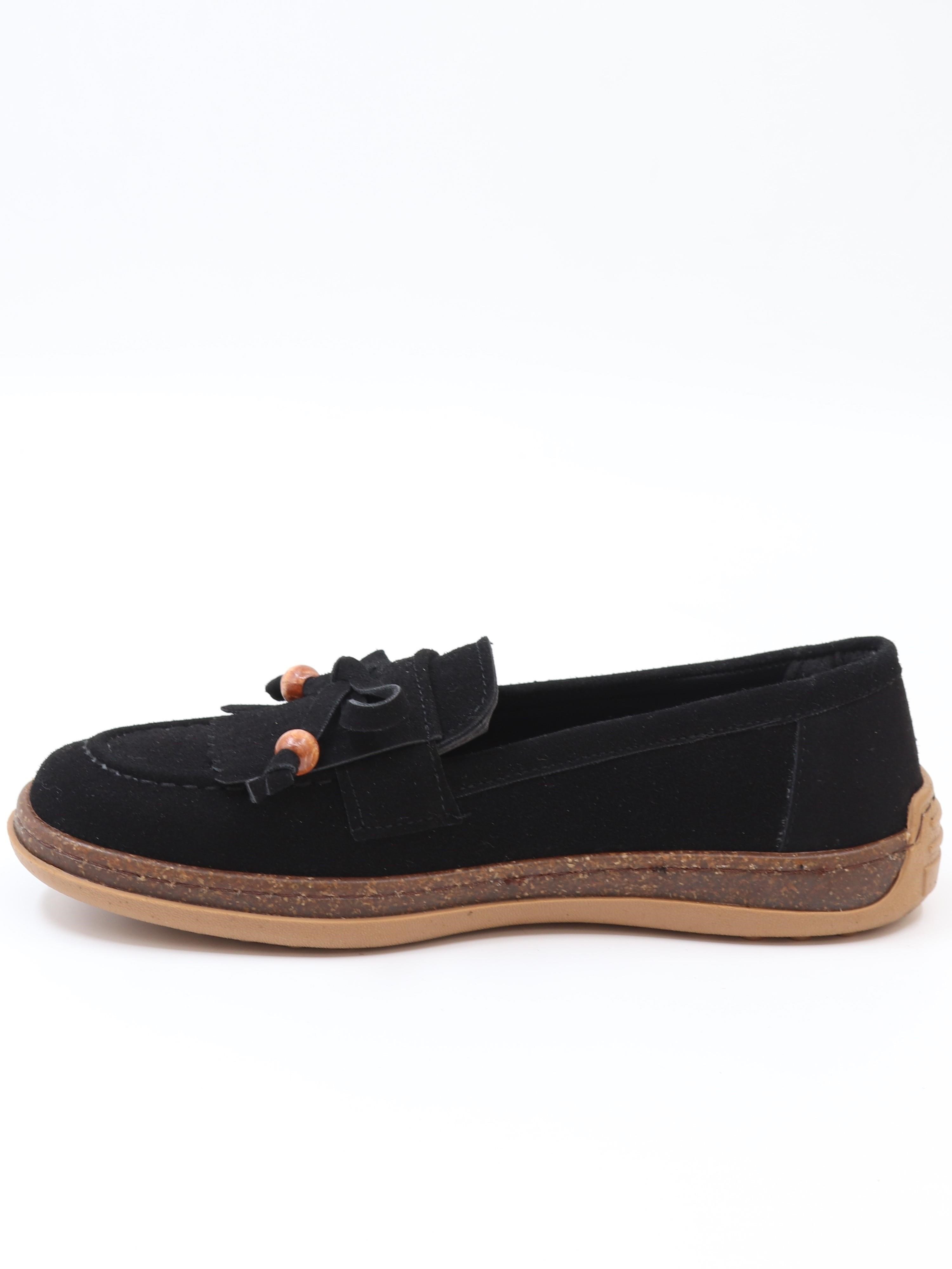 Nesil Shoes Dvm 2001 Siyah Süet Püsküllü Kadın Ayakkabı