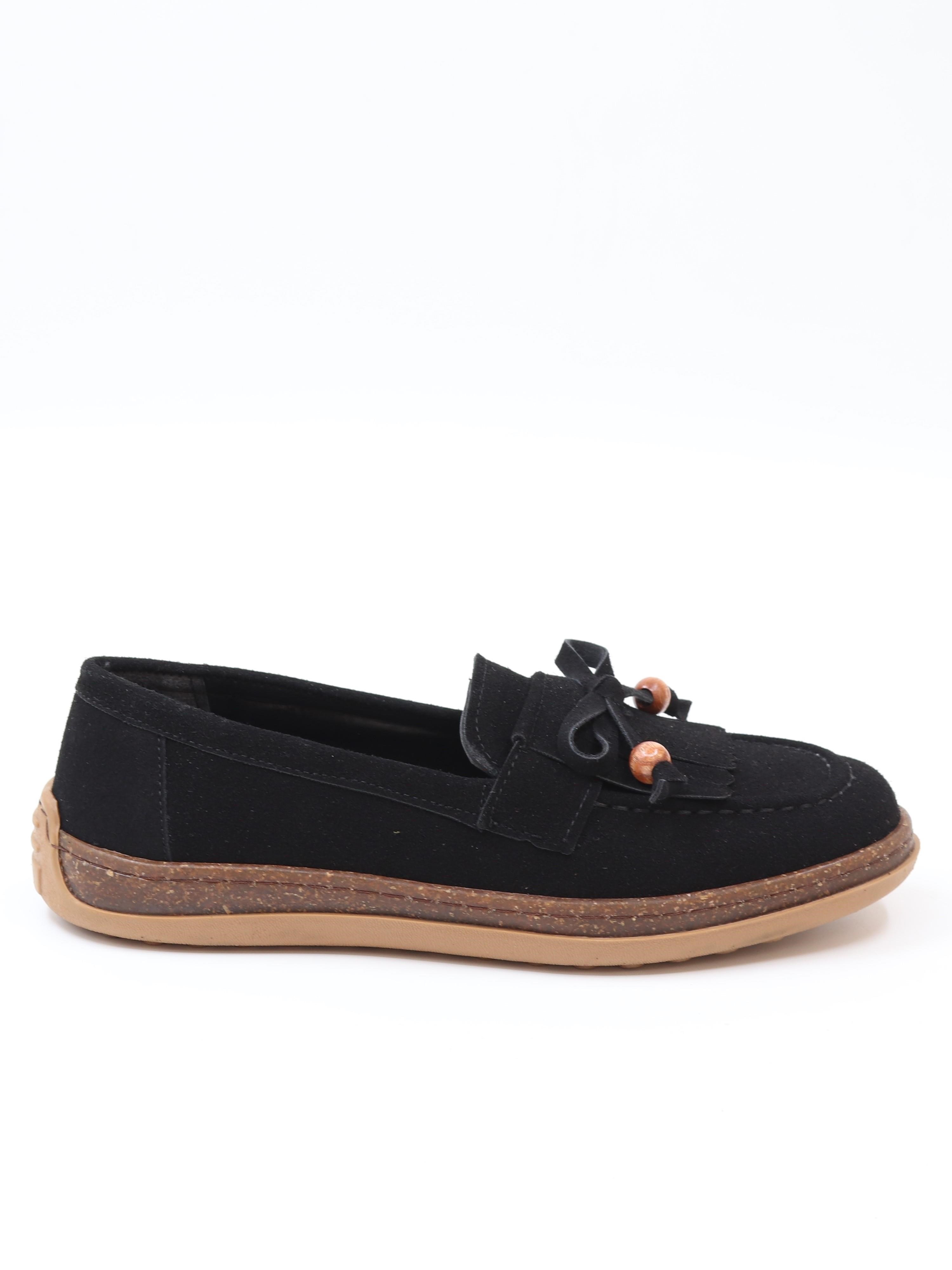 Nesil Shoes Dvm 2001 Siyah Süet Püsküllü Kadın Ayakkabı