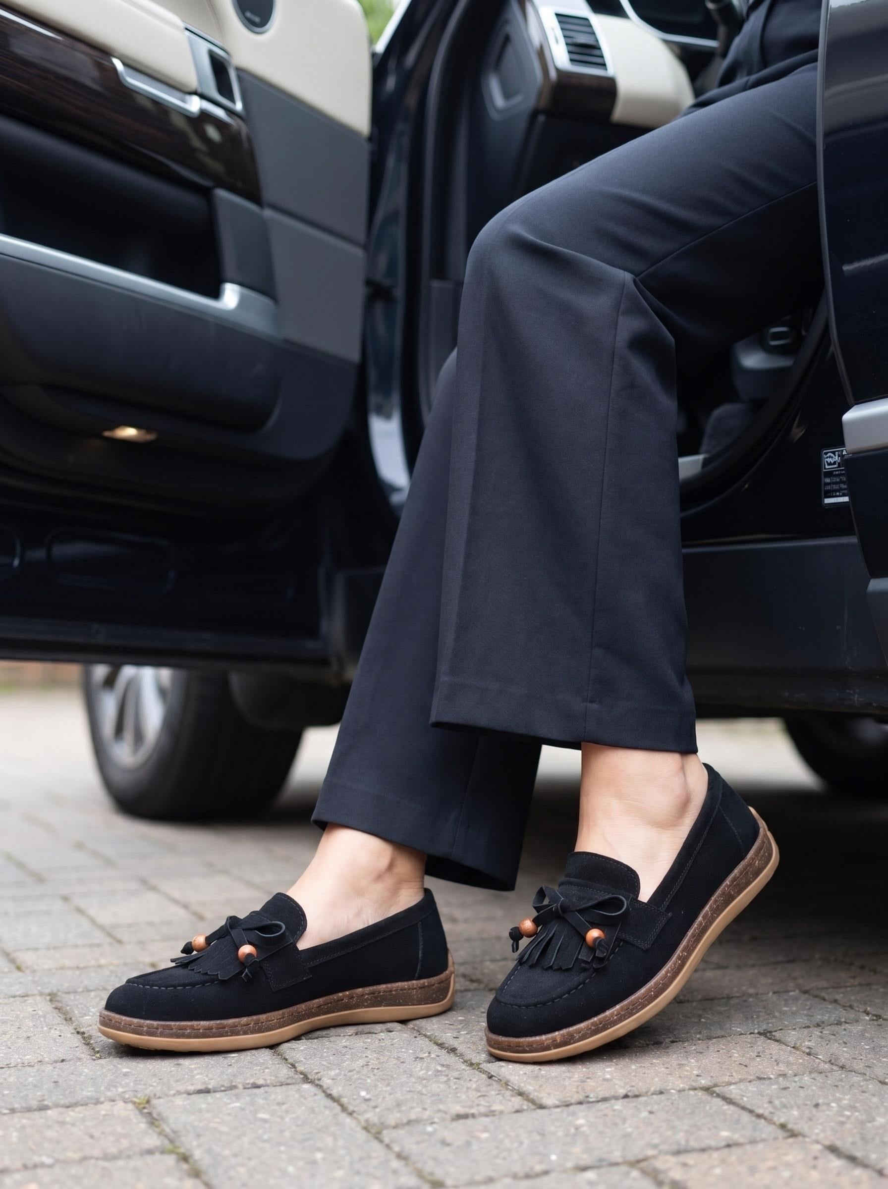 Nesil Shoes Dvm 2001 Siyah Süet Püsküllü Kadın Ayakkabı