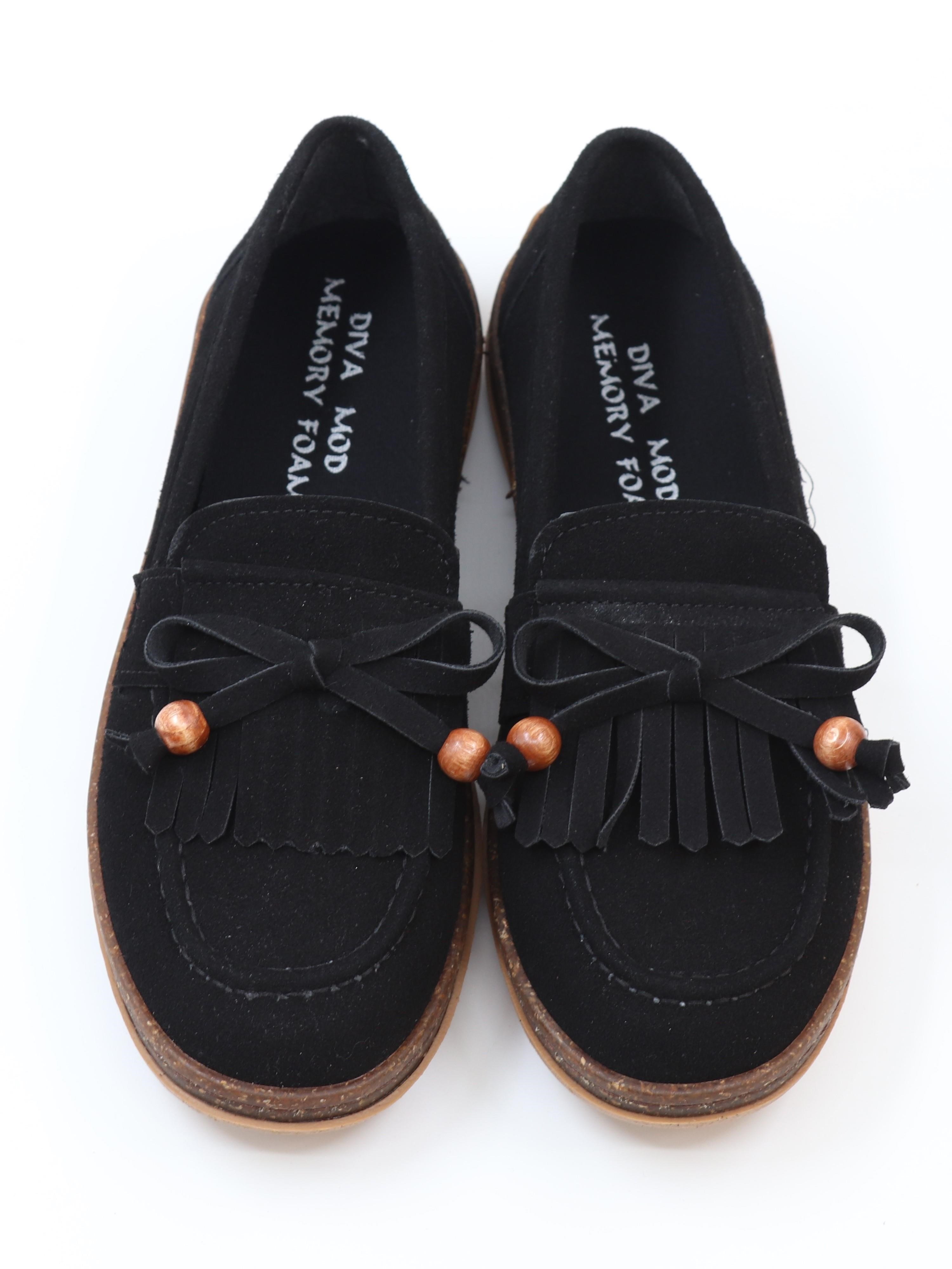 Nesil Shoes Dvm 2001 Siyah Süet Püsküllü Kadın Ayakkabı