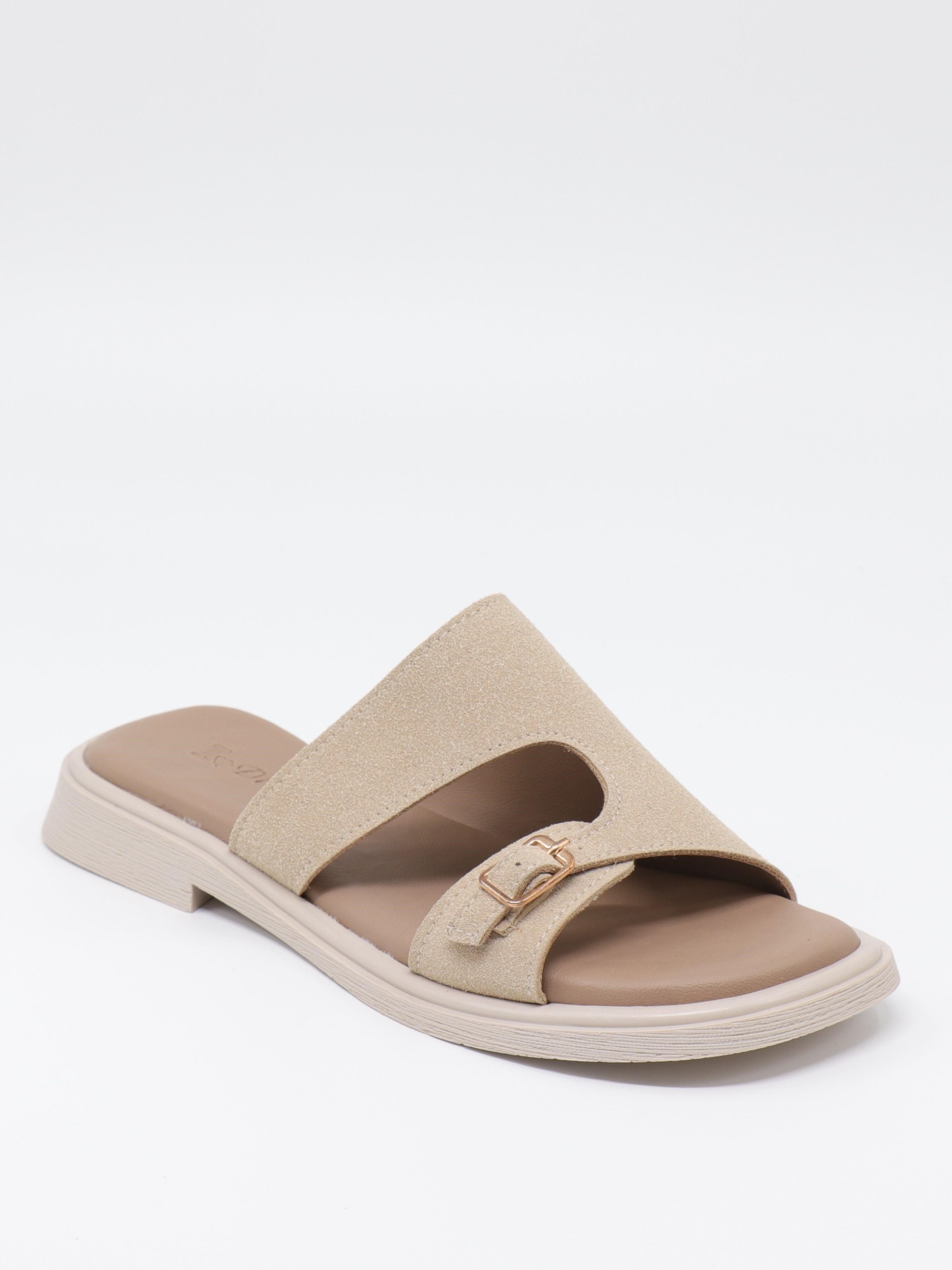 Nesil Shoes Dvm 210 Bej Süet Tokalı Kadın Terlik