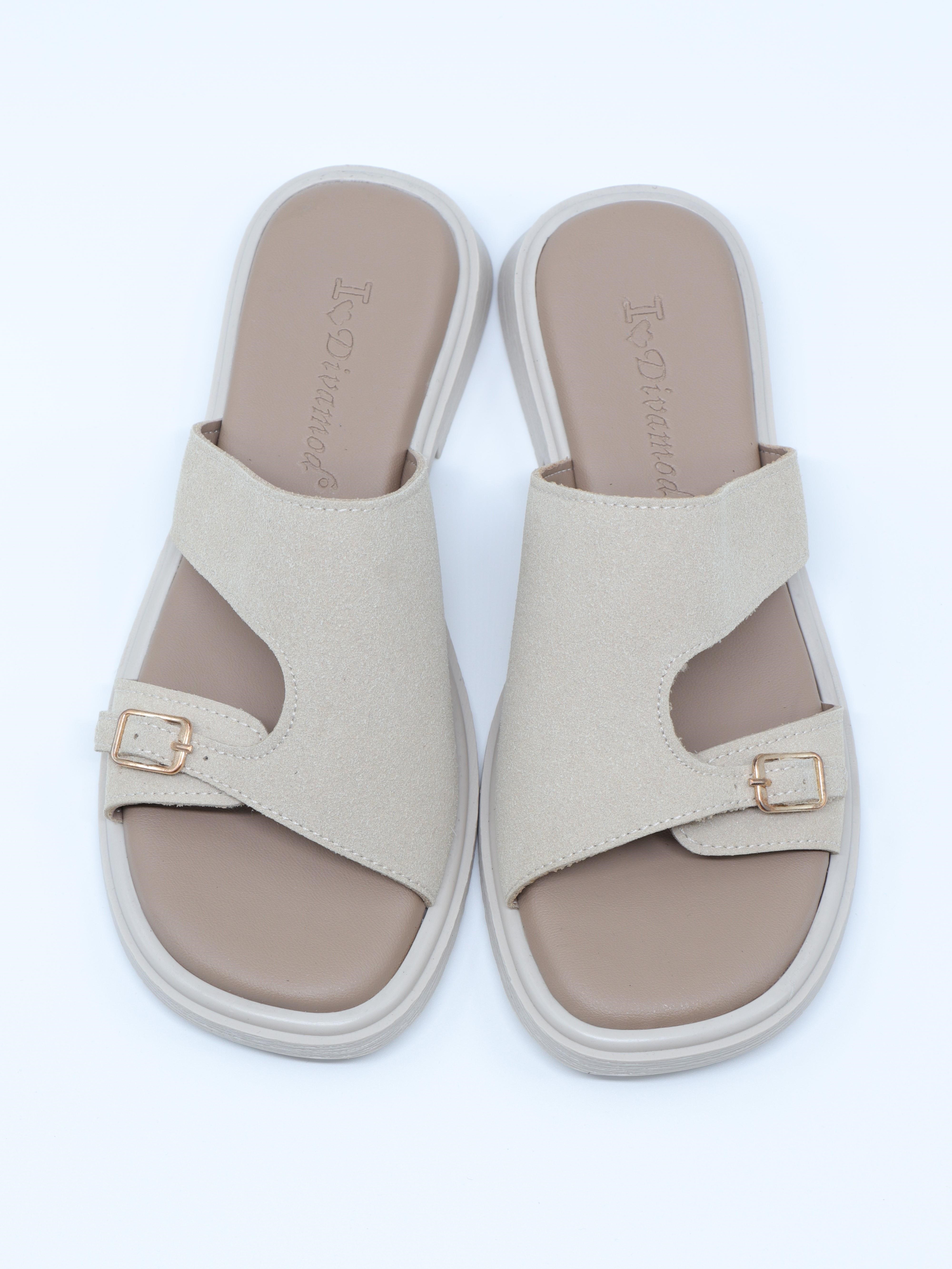 Nesil Shoes Dvm 210 Bej Süet Tokalı Kadın Terlik