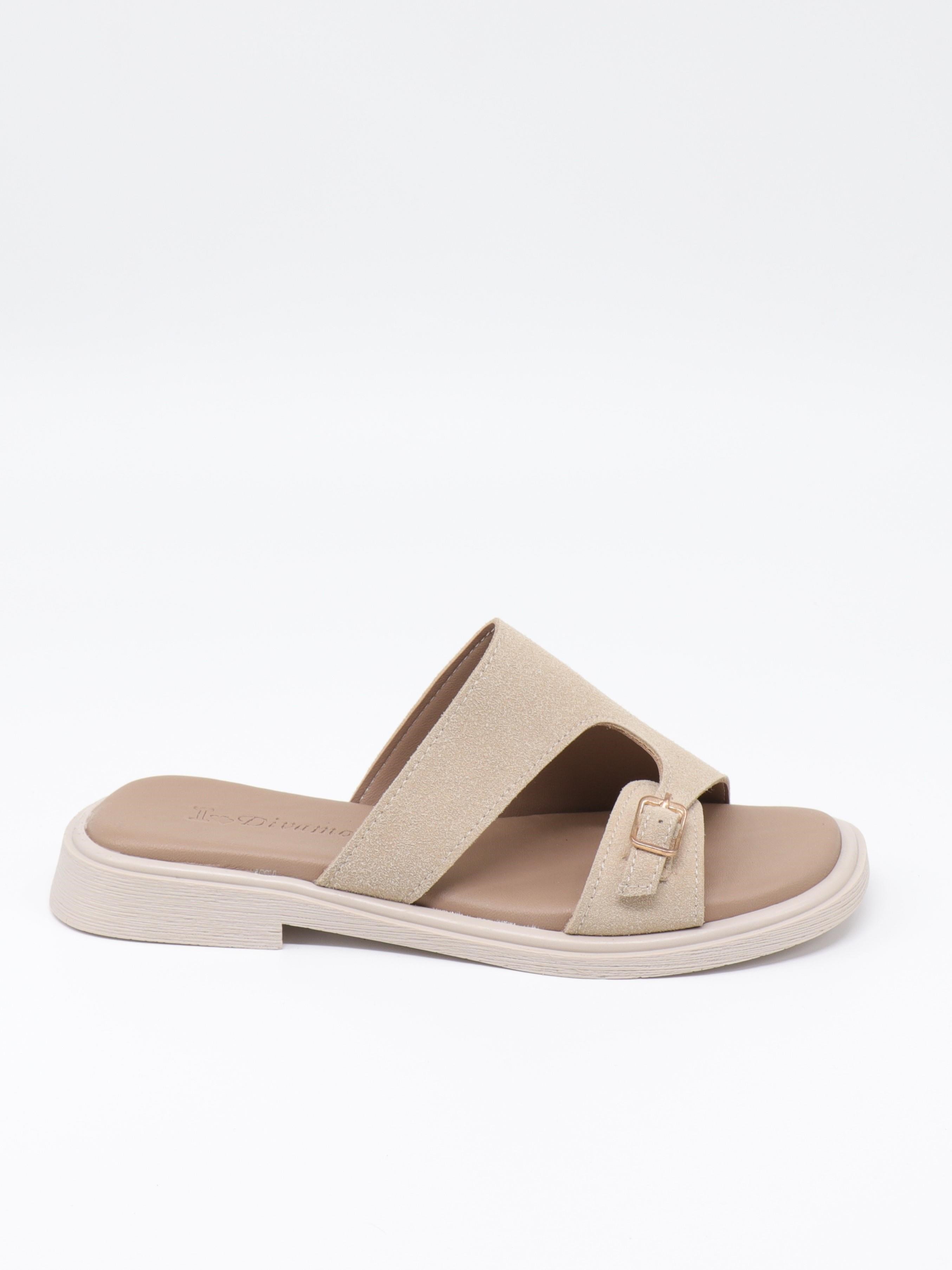 Nesil Shoes Dvm 210 Bej Süet Tokalı Kadın Terlik