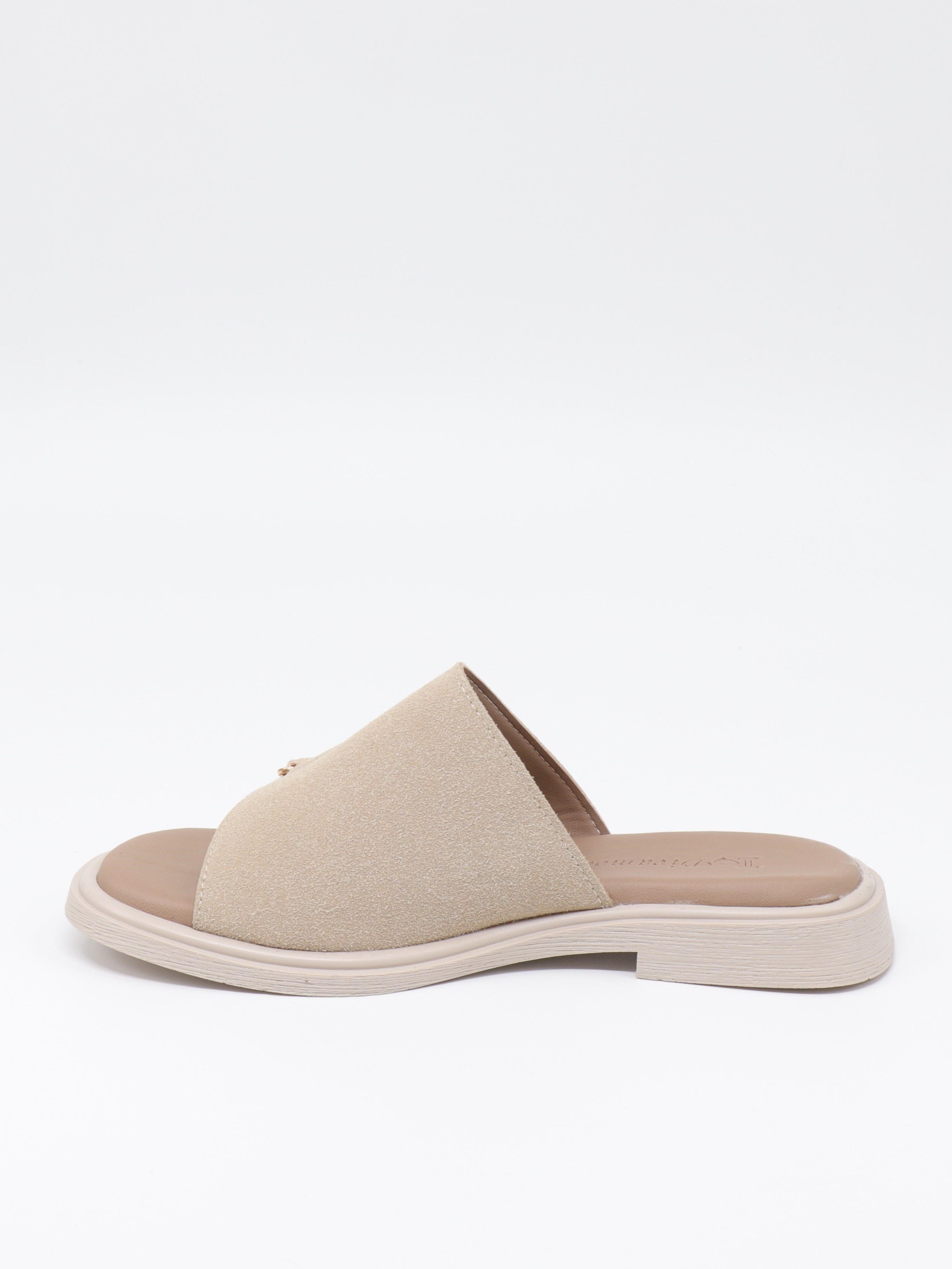 Nesil Shoes Dvm 210 Bej Süet Tokalı Kadın Terlik