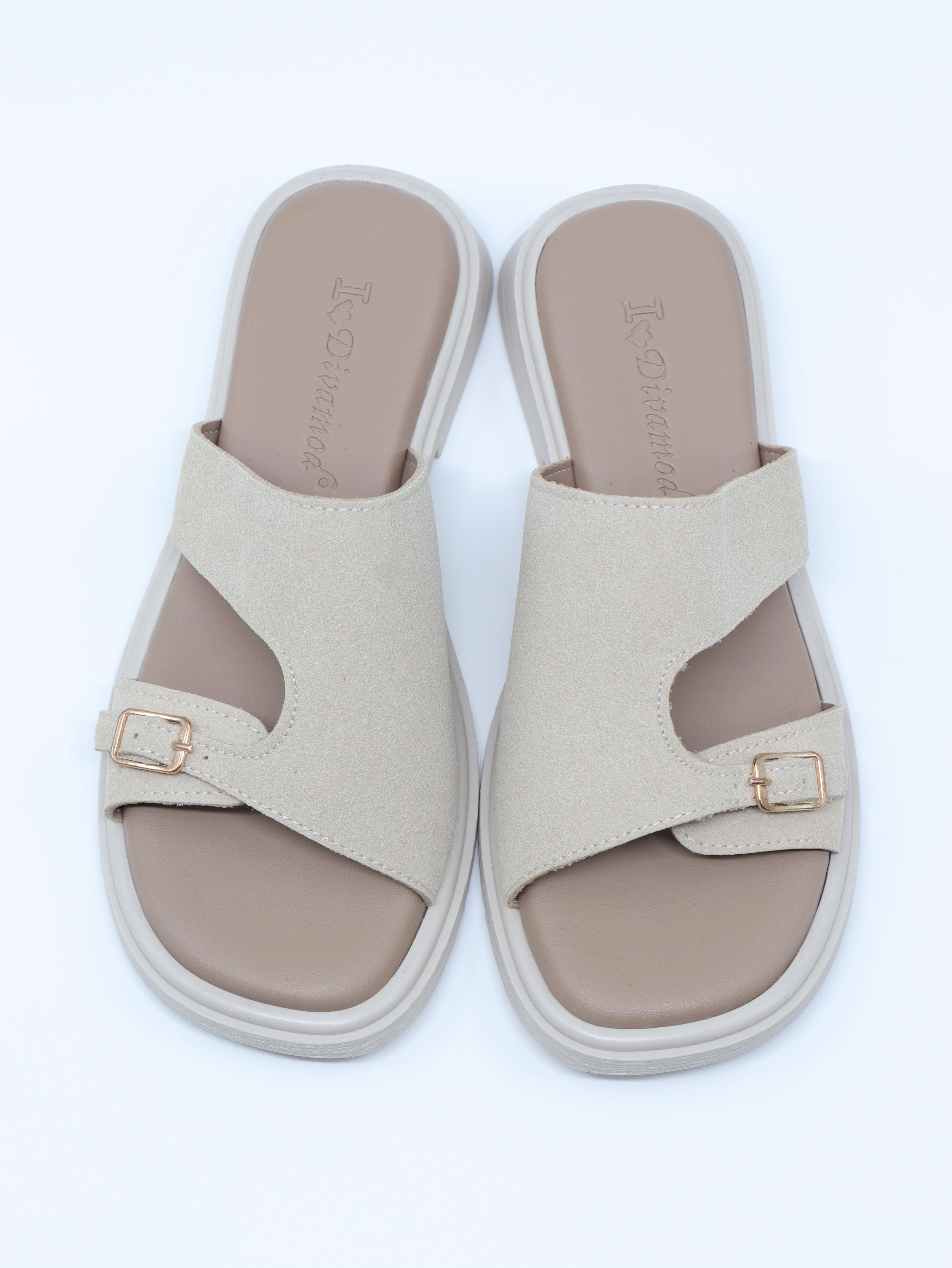 Nesil Shoes Dvm 210 Bej Süet Tokalı Kadın Terlik