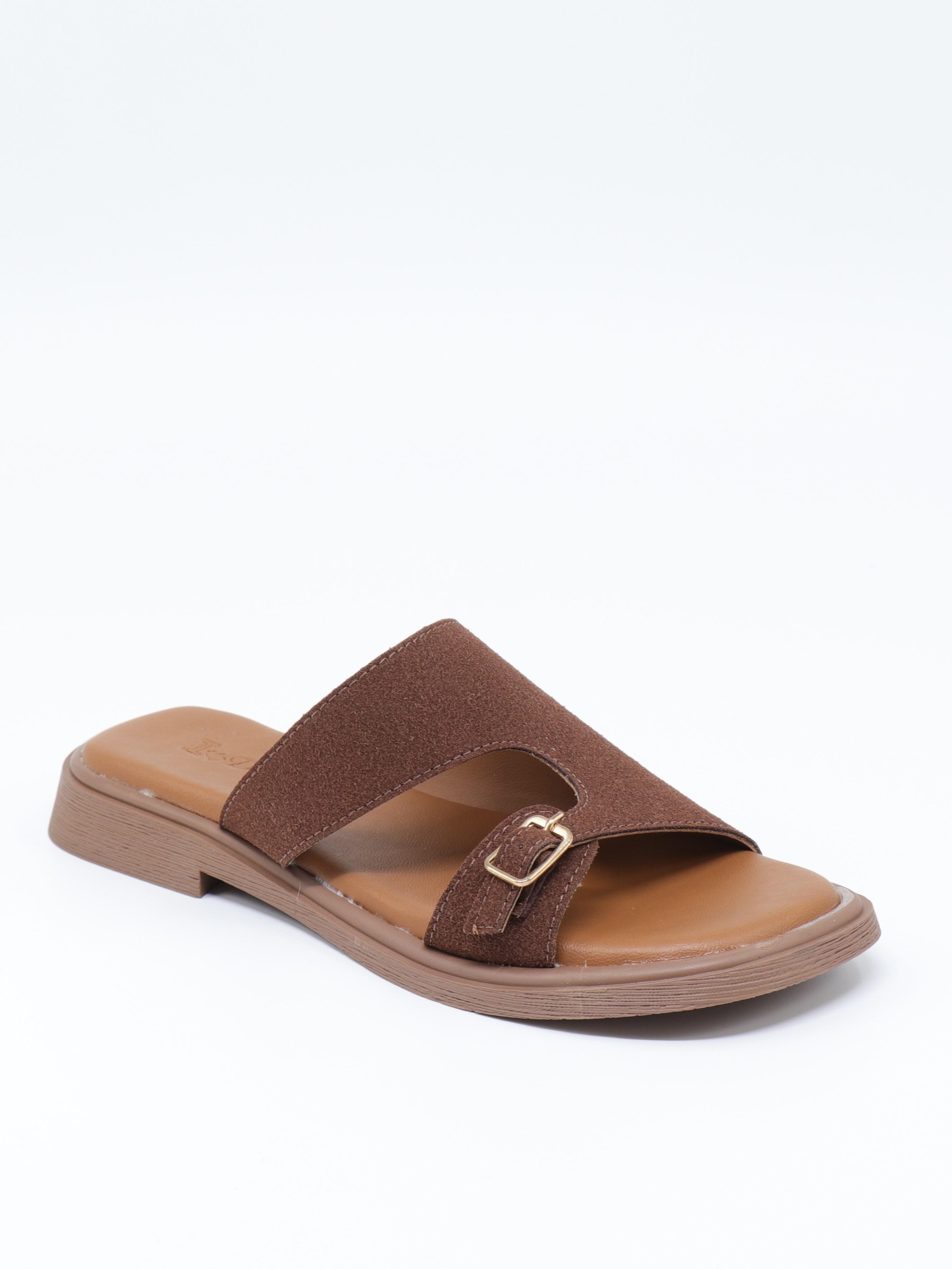 Nesil Shoes Dvm 210 Kahve Süet Tokalı Kadın Terlik 
