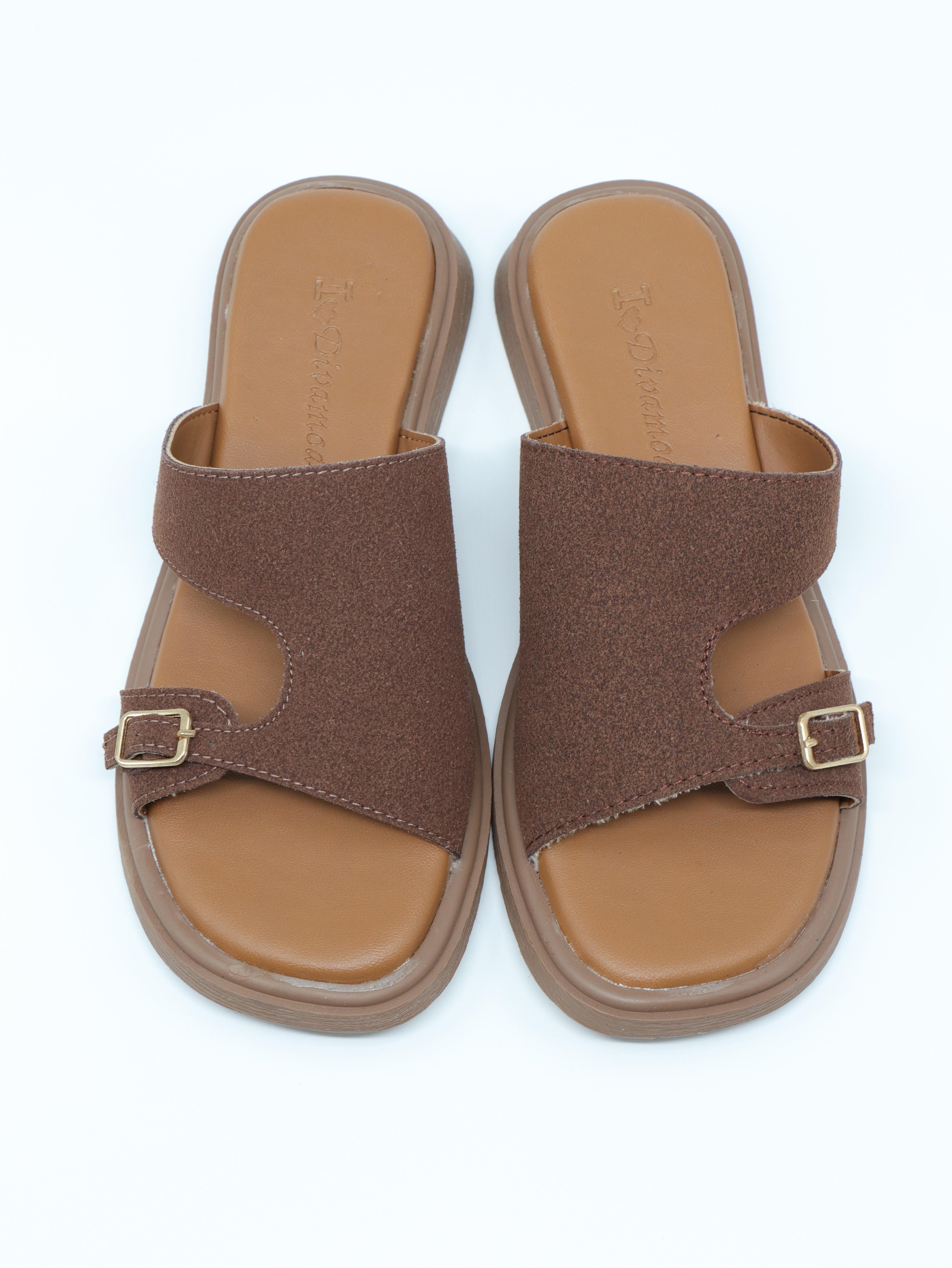 Nesil Shoes Dvm 210 Kahve Süet Tokalı Kadın Terlik 