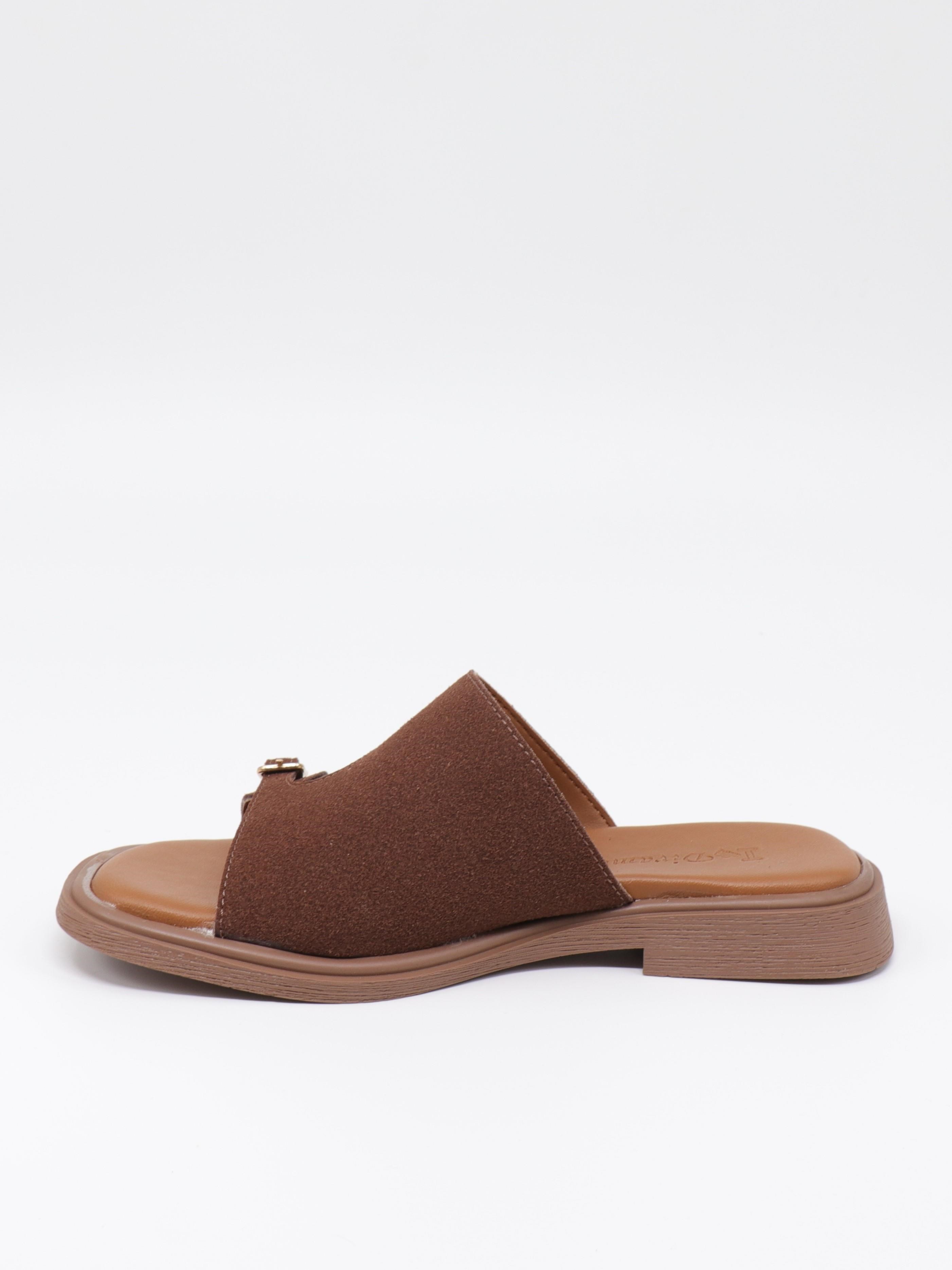 Nesil Shoes Dvm 210 Kahve Süet Tokalı Kadın Terlik 