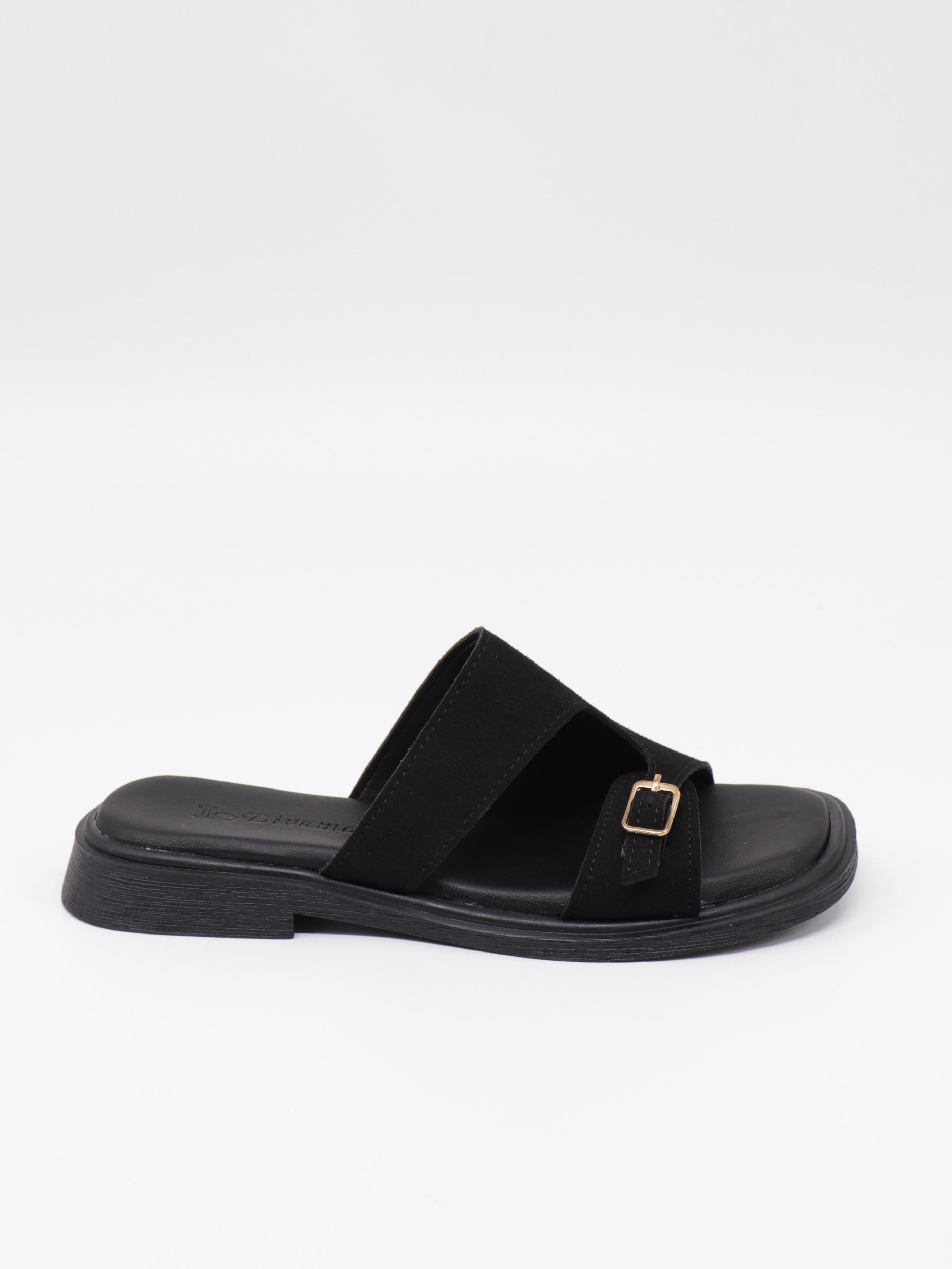 Nesil Shoes Dvm 210 Siyah Süet Tokalı Kadın Terlik 