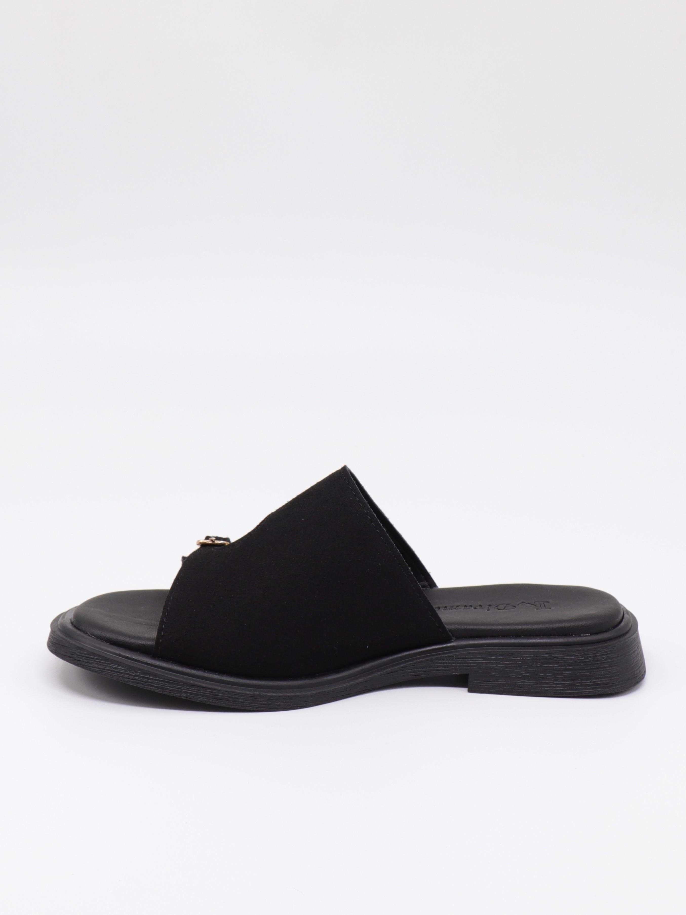 Nesil Shoes Dvm 210 Siyah Süet Tokalı Kadın Terlik 
