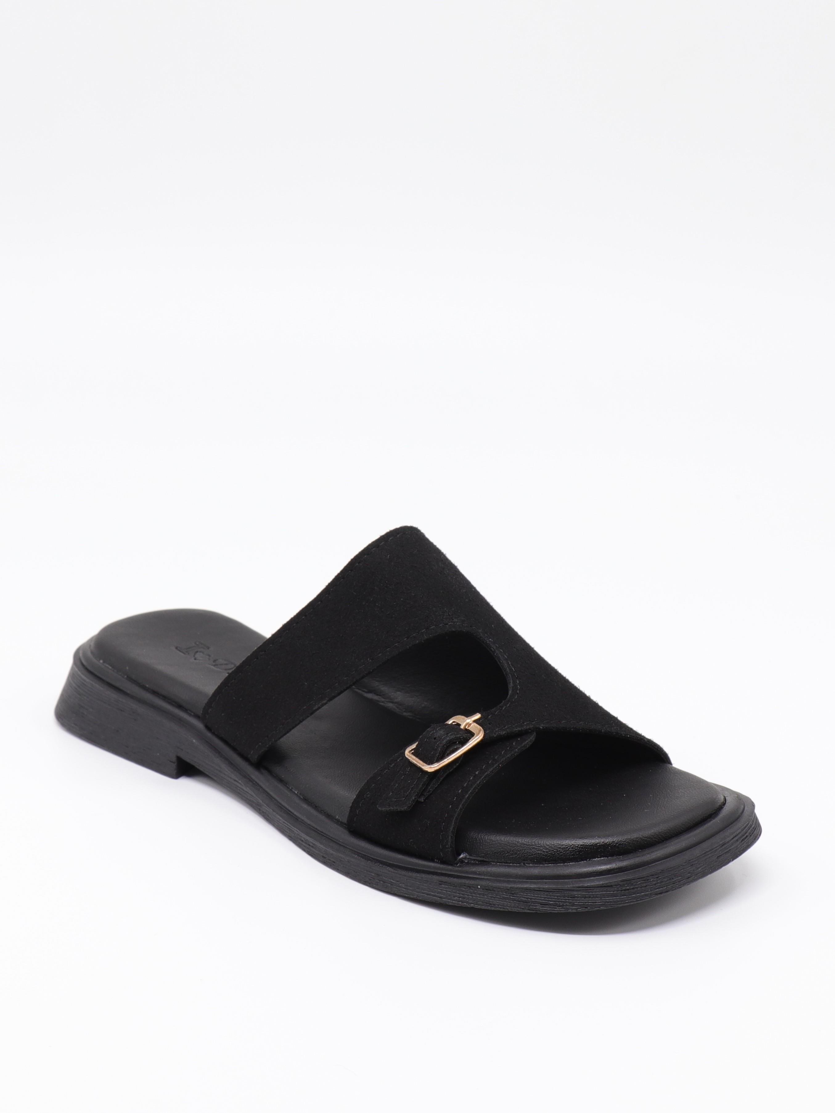 Nesil Shoes Dvm 210 Siyah Süet Tokalı Kadın Terlik 