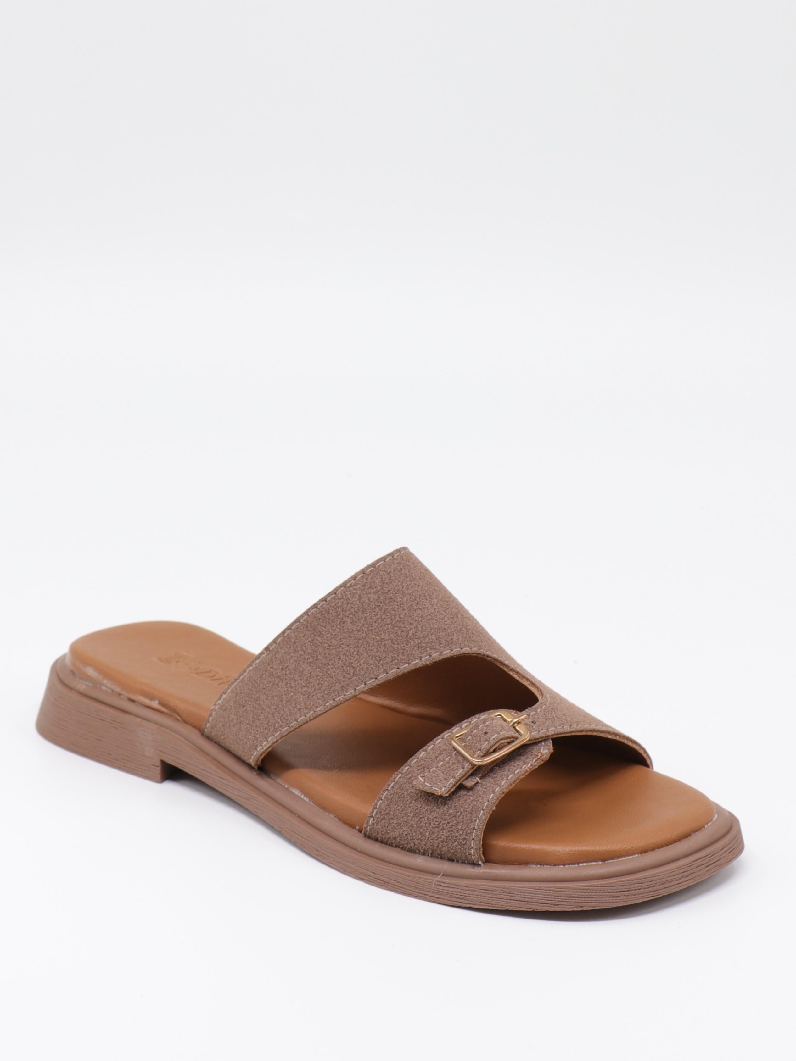 Nesil Shoes Dvm 210 Vizon Süet Tokalı Kadın Terlik