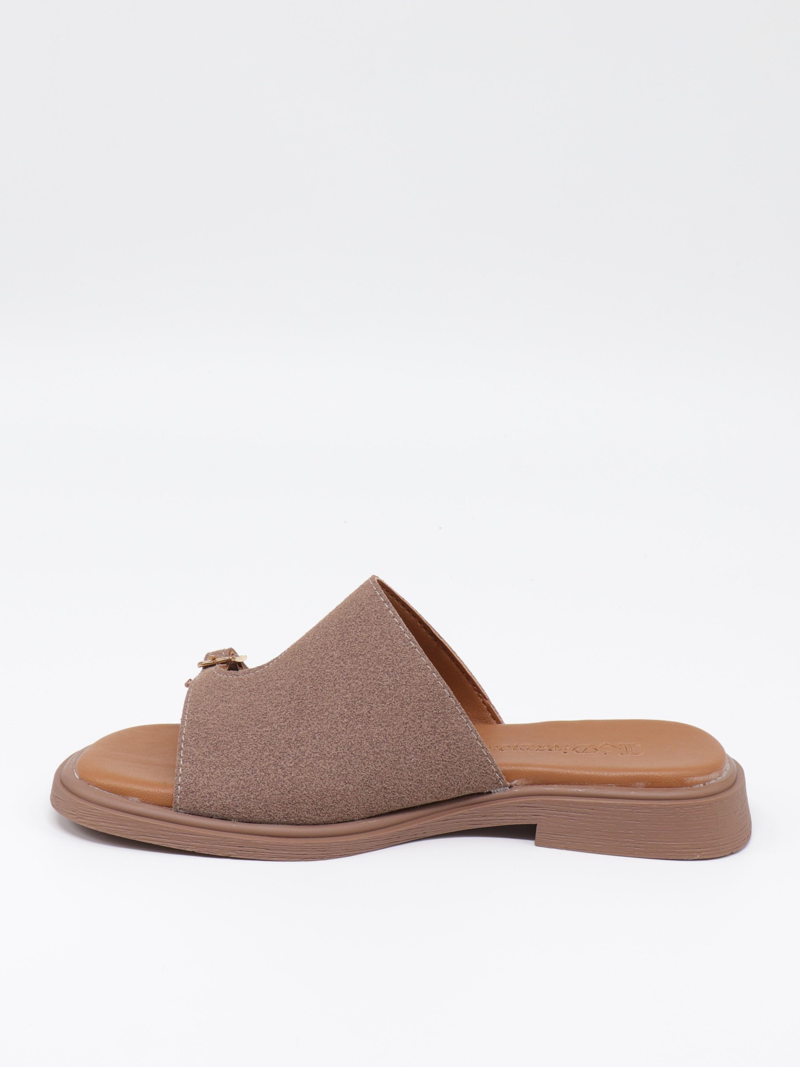 Nesil Shoes Dvm 210 Vizon Süet Tokalı Kadın Terlik