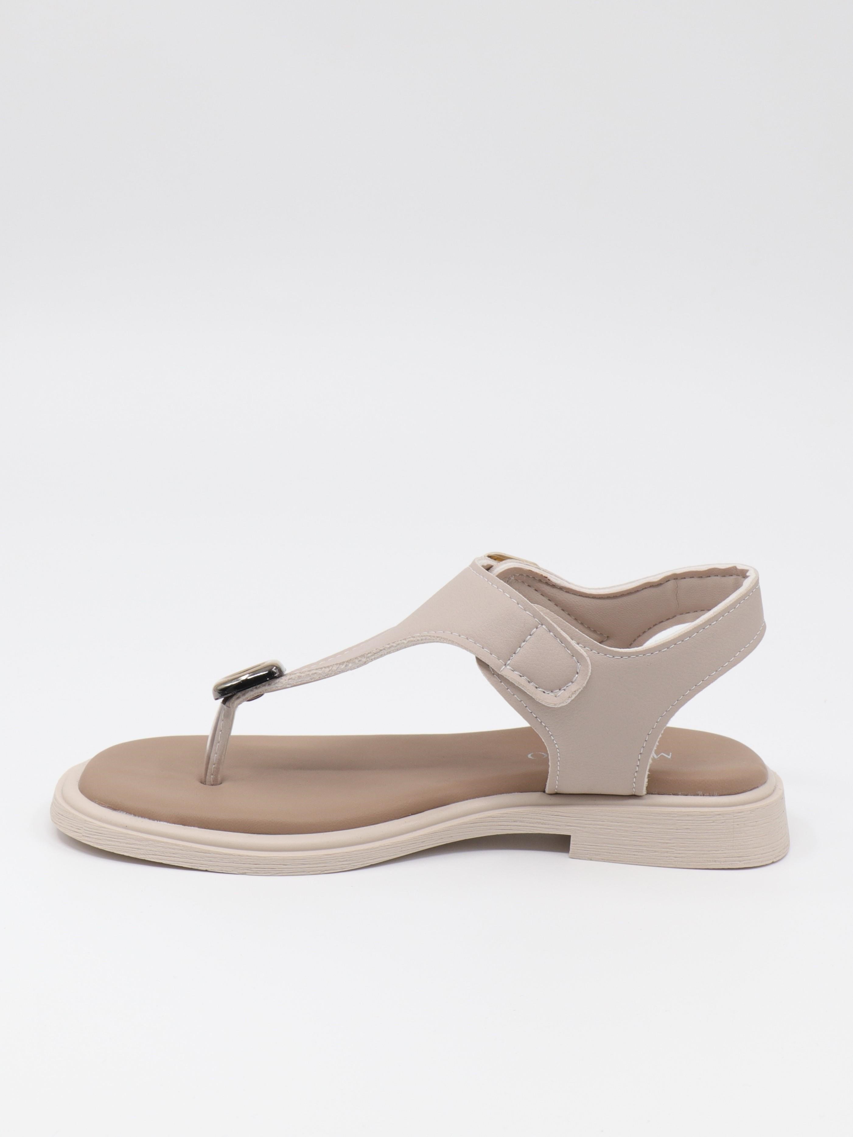 Nesil Shoes Dvm 219 Bej Tokası Cırtlı Parmak Arası Sandalet