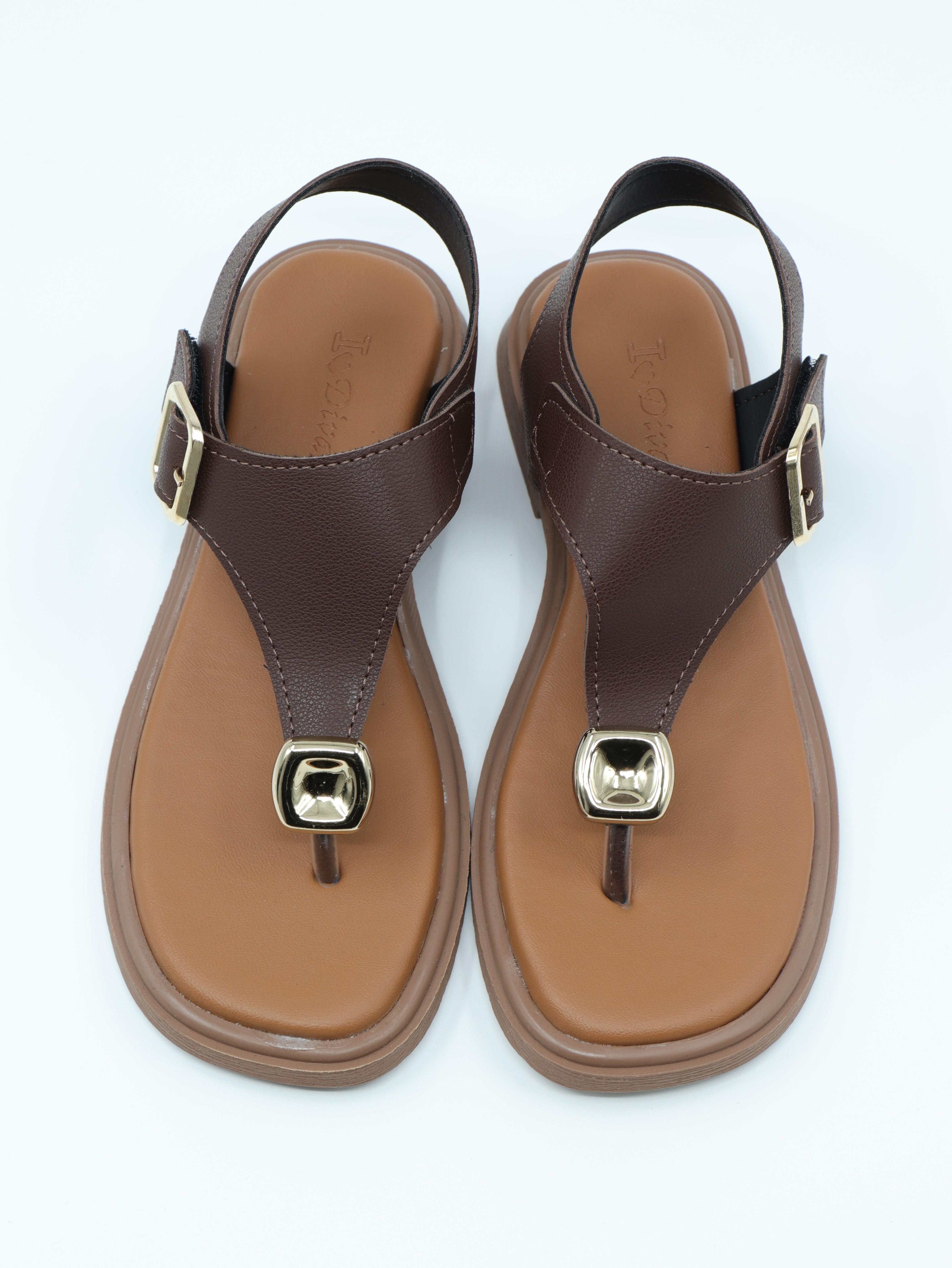 Nesil Shoes Dvm 219 Kahve Tokası Cırtlı Parmak Arası Sandalet