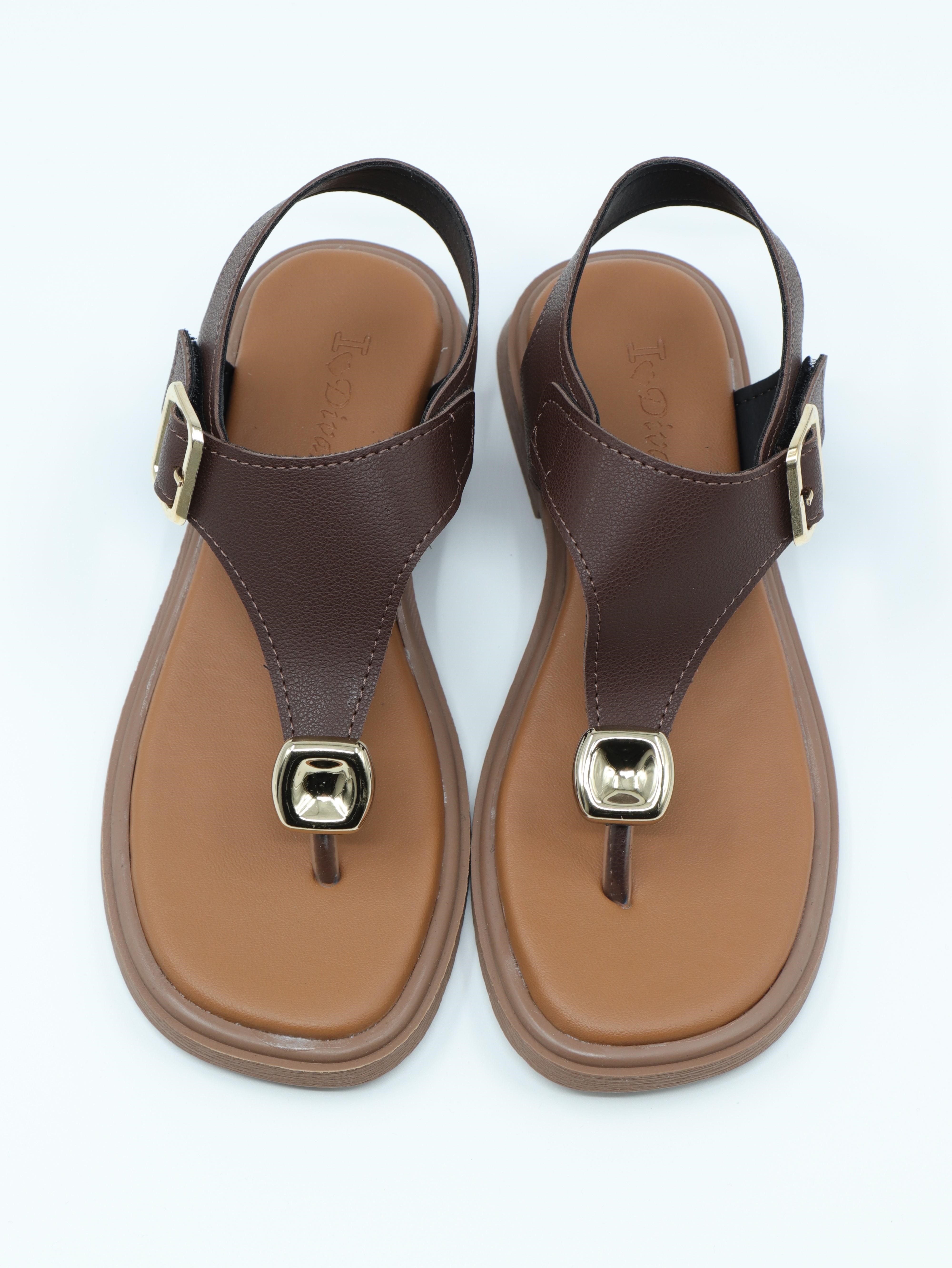 Nesil Shoes Dvm 219 Kahve Tokası Cırtlı Parmak Arası Sandalet