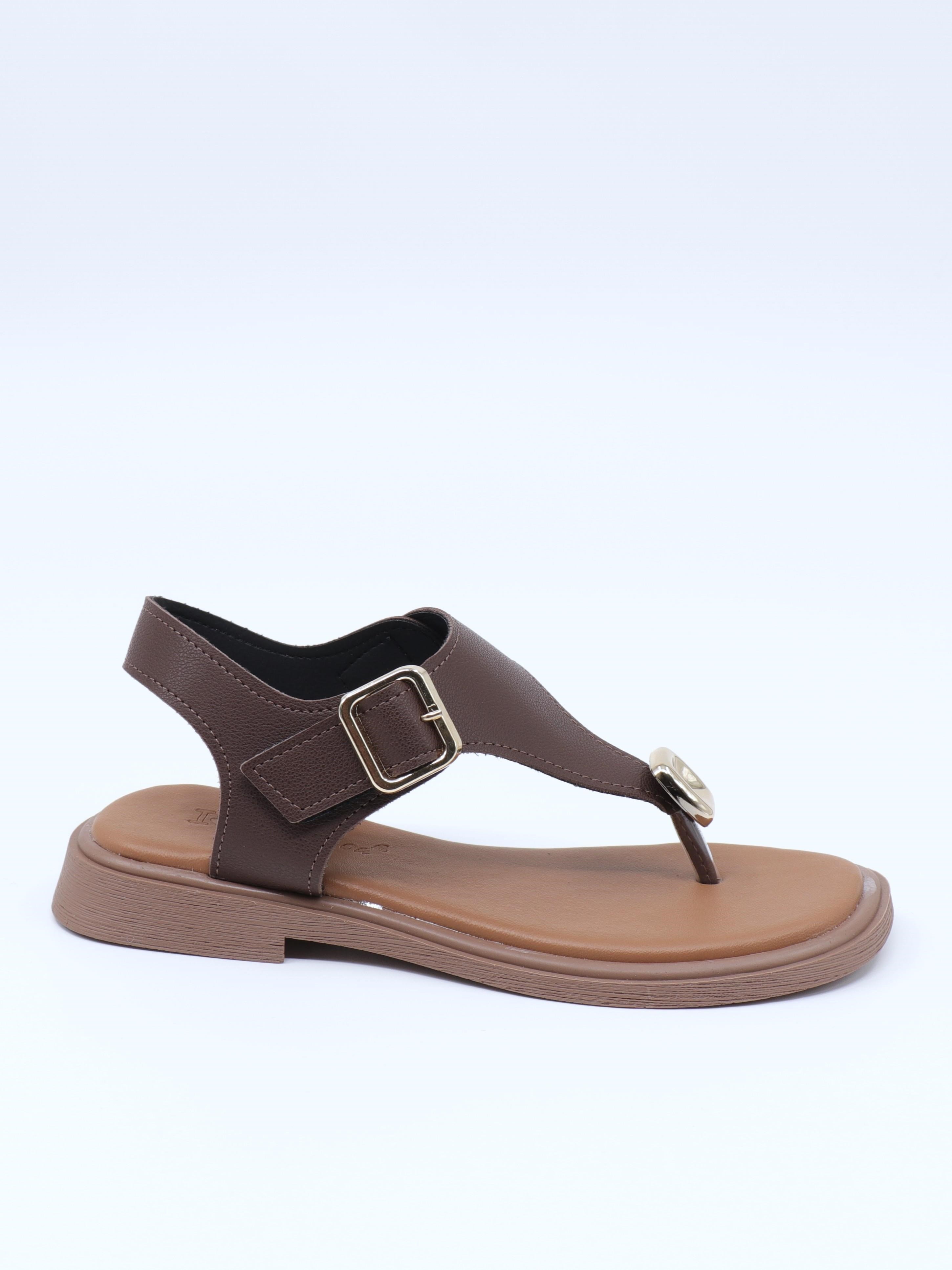 Nesil Shoes Dvm 219 Kahve Tokası Cırtlı Parmak Arası Sandalet