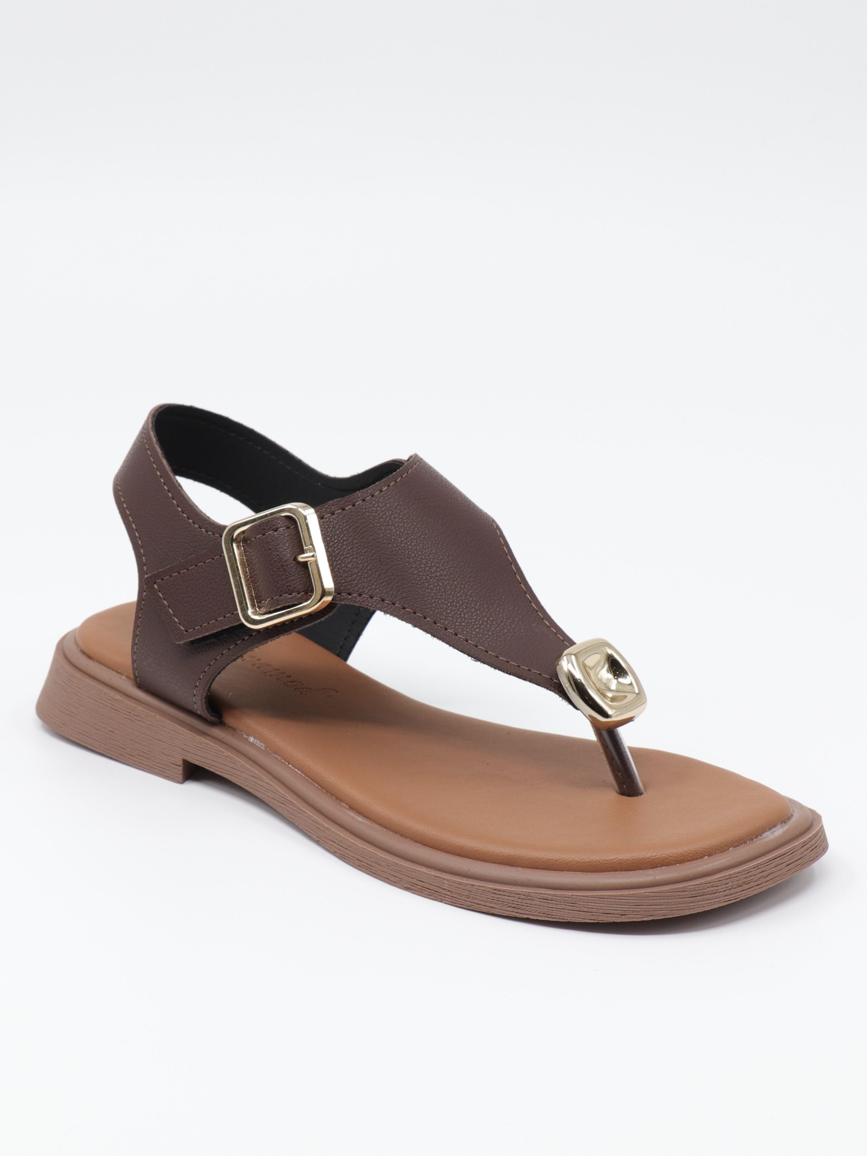 Nesil Shoes Dvm 219 Kahve Tokası Cırtlı Parmak Arası Sandalet
