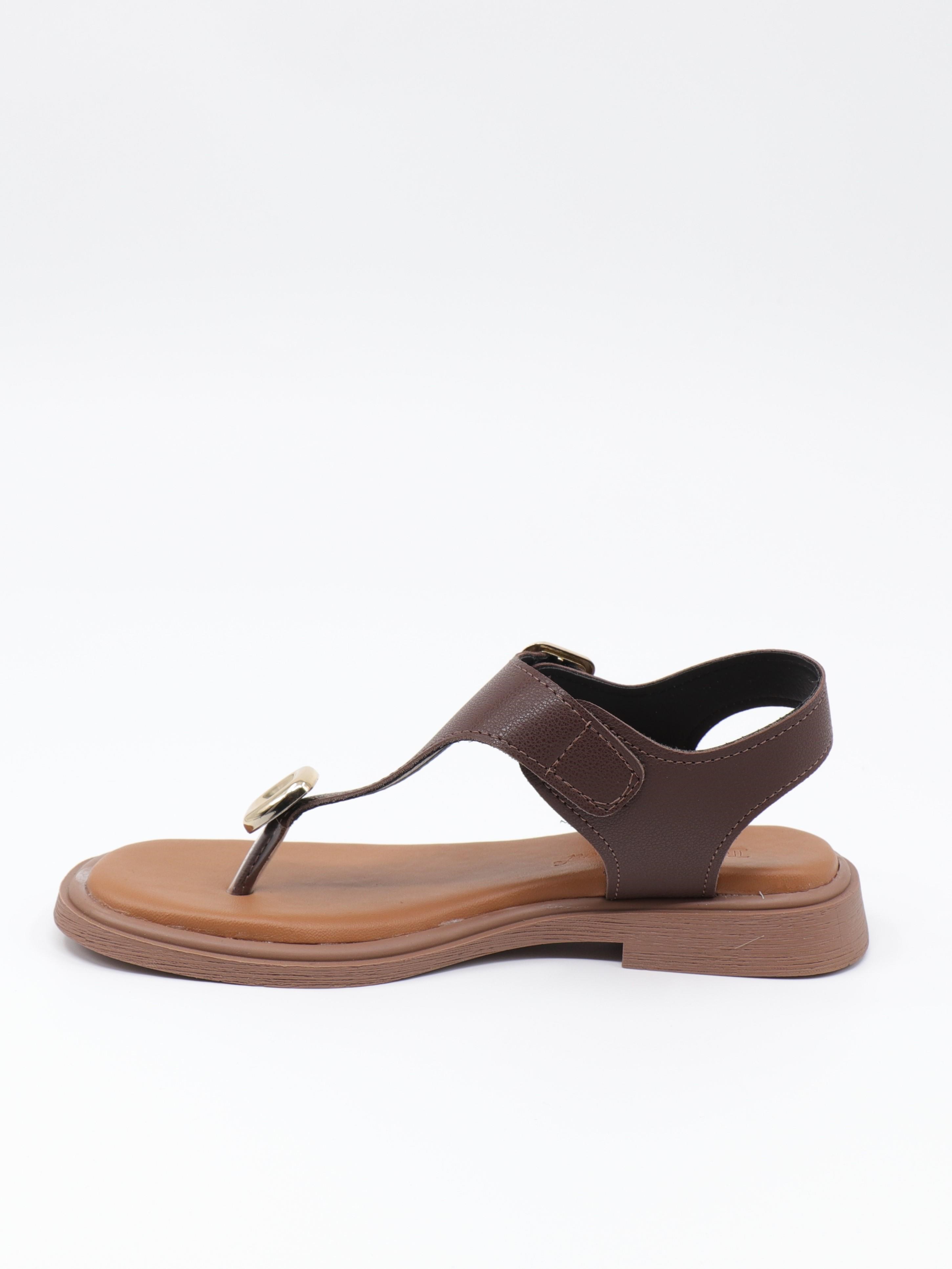 Nesil Shoes Dvm 219 Kahve Tokası Cırtlı Parmak Arası Sandalet