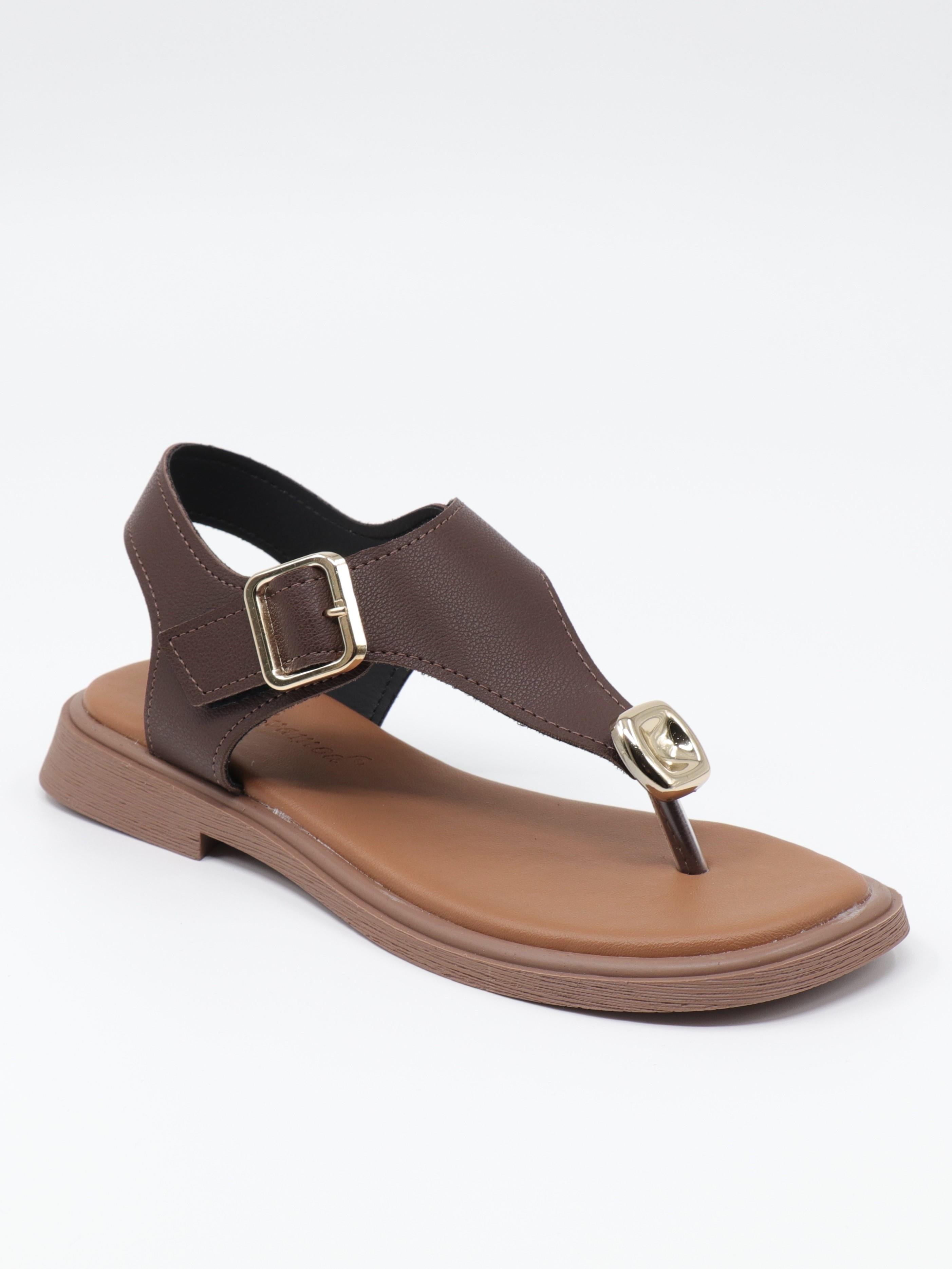Nesil Shoes Dvm 219 Kahve Tokası Cırtlı Parmak Arası Sandalet