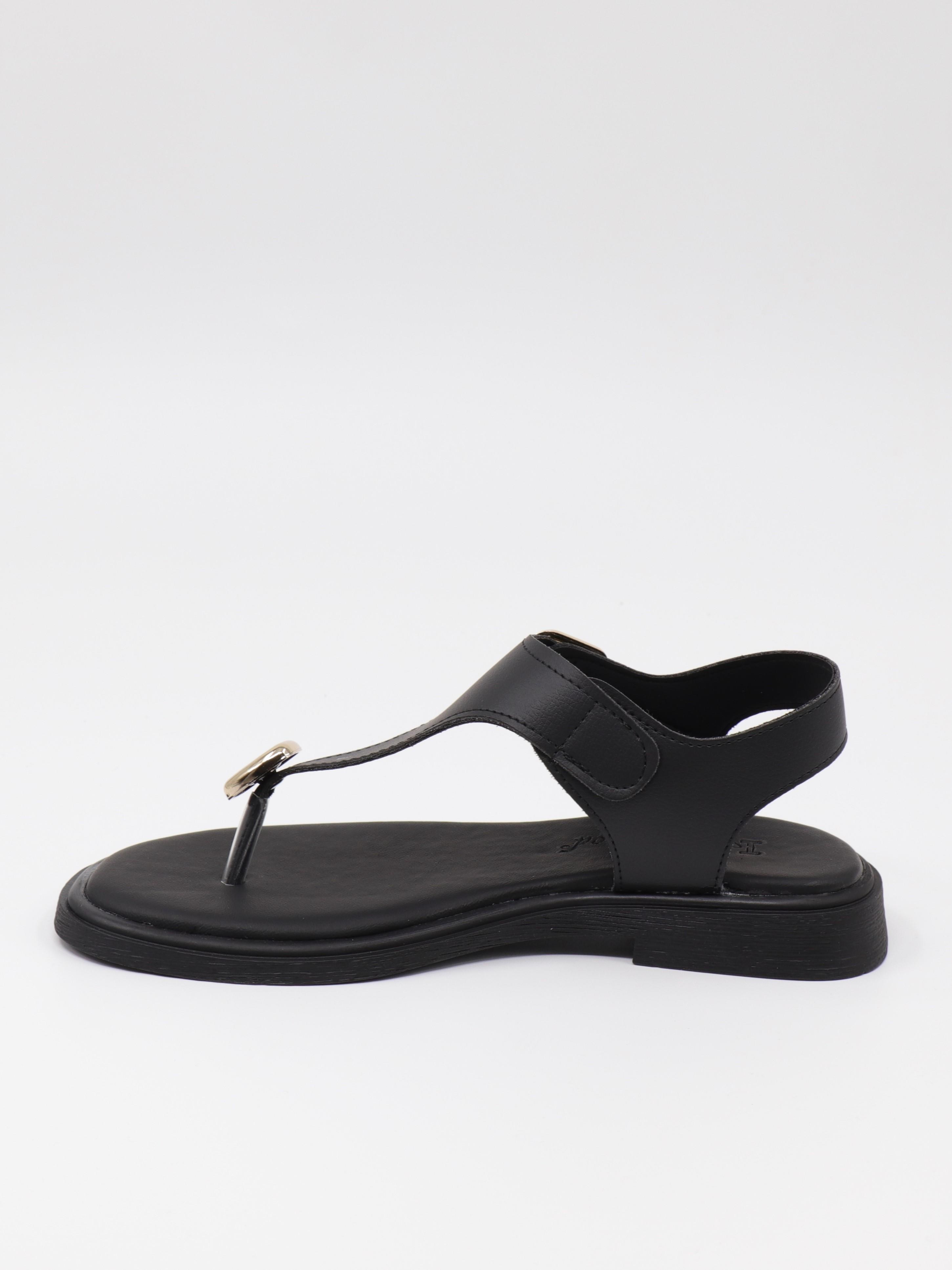Nesil Shoes Dvm 219 Siyah Tokası Cırtlı Parmak Arası Sandalet